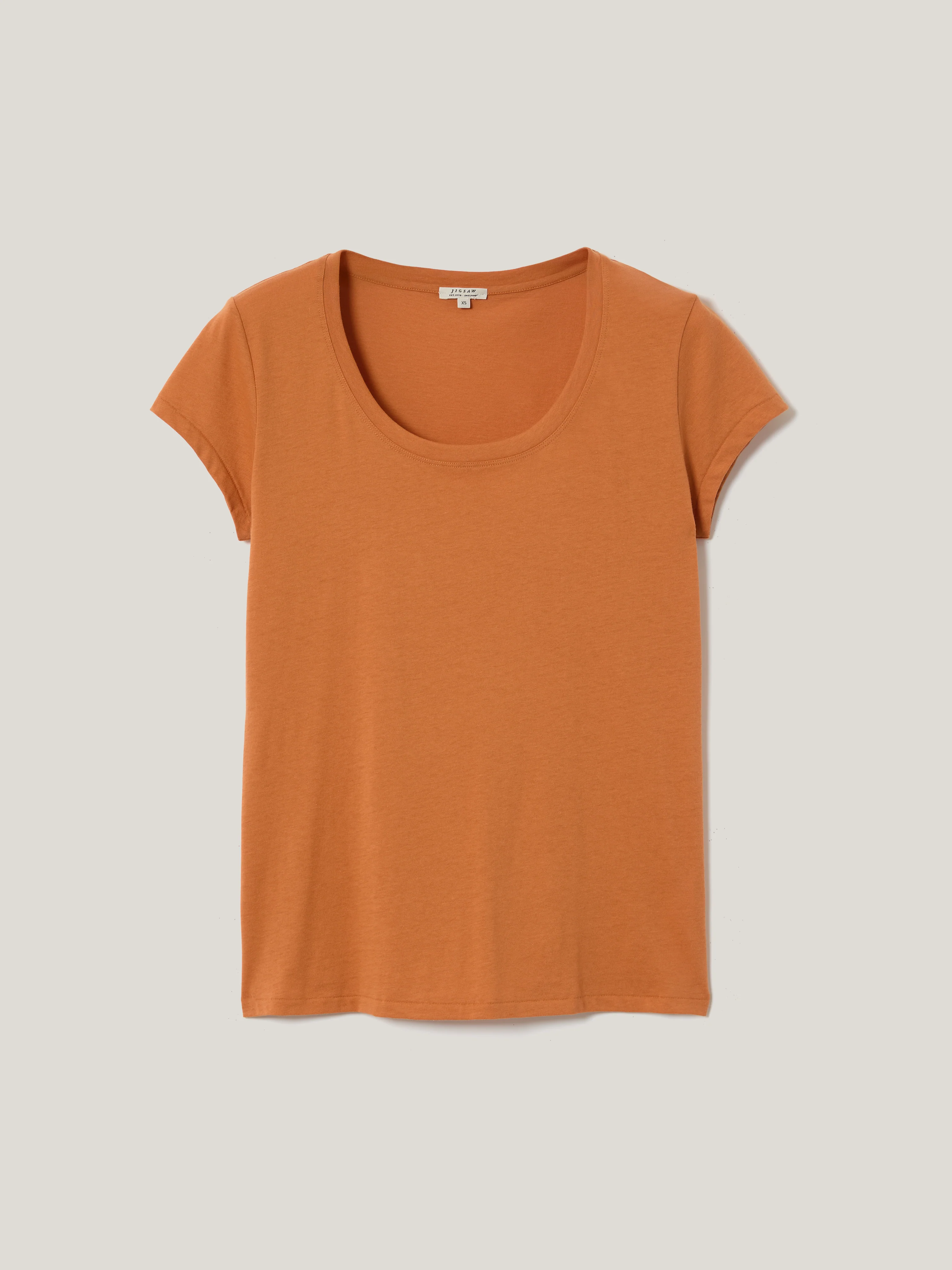 Supima Cotton Scoop Neck T-shirt | Orange Shimmer - Image 5