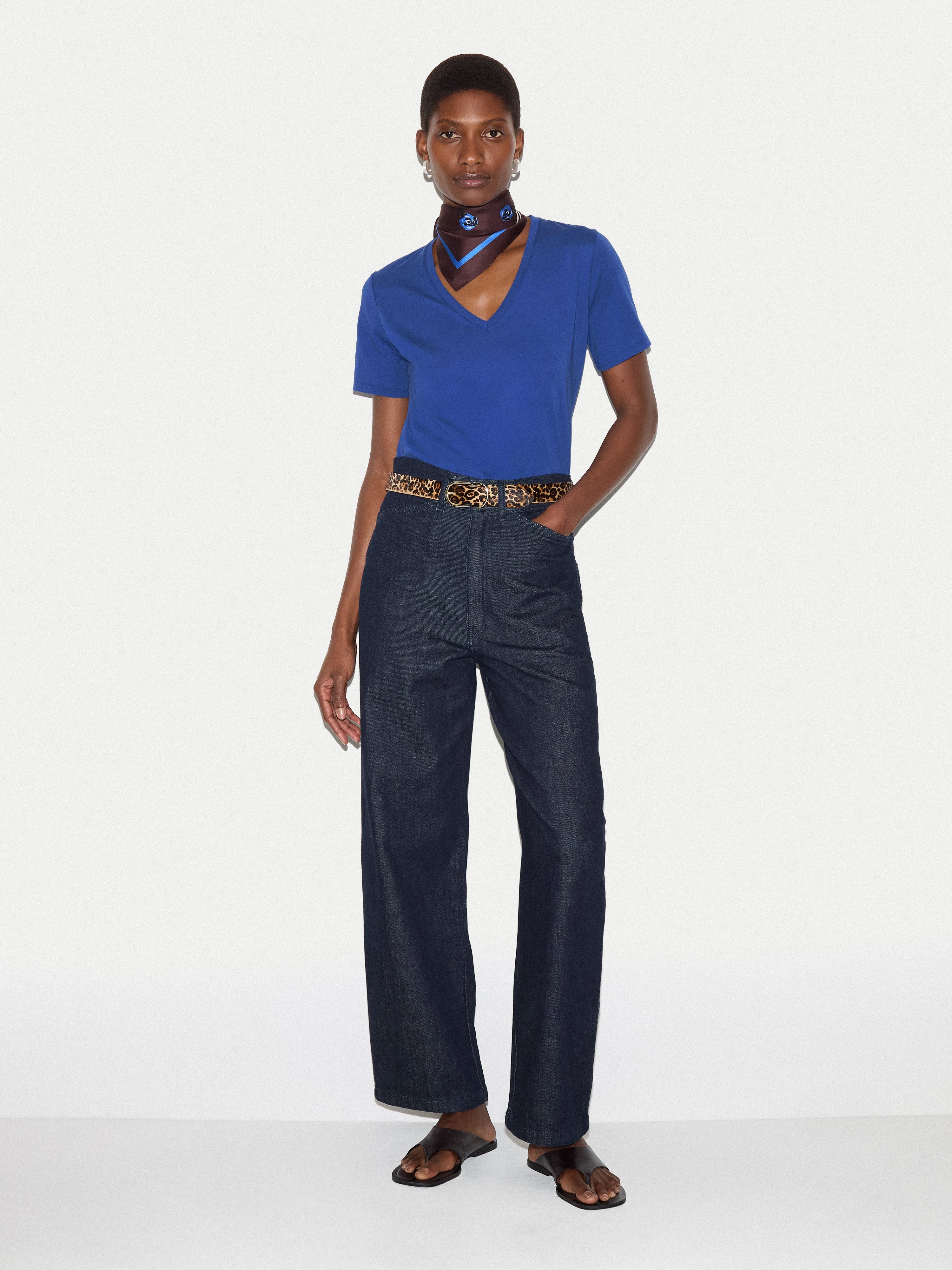 Supima Cotton V Neck T-shirt | Poppy Blue - Image 2