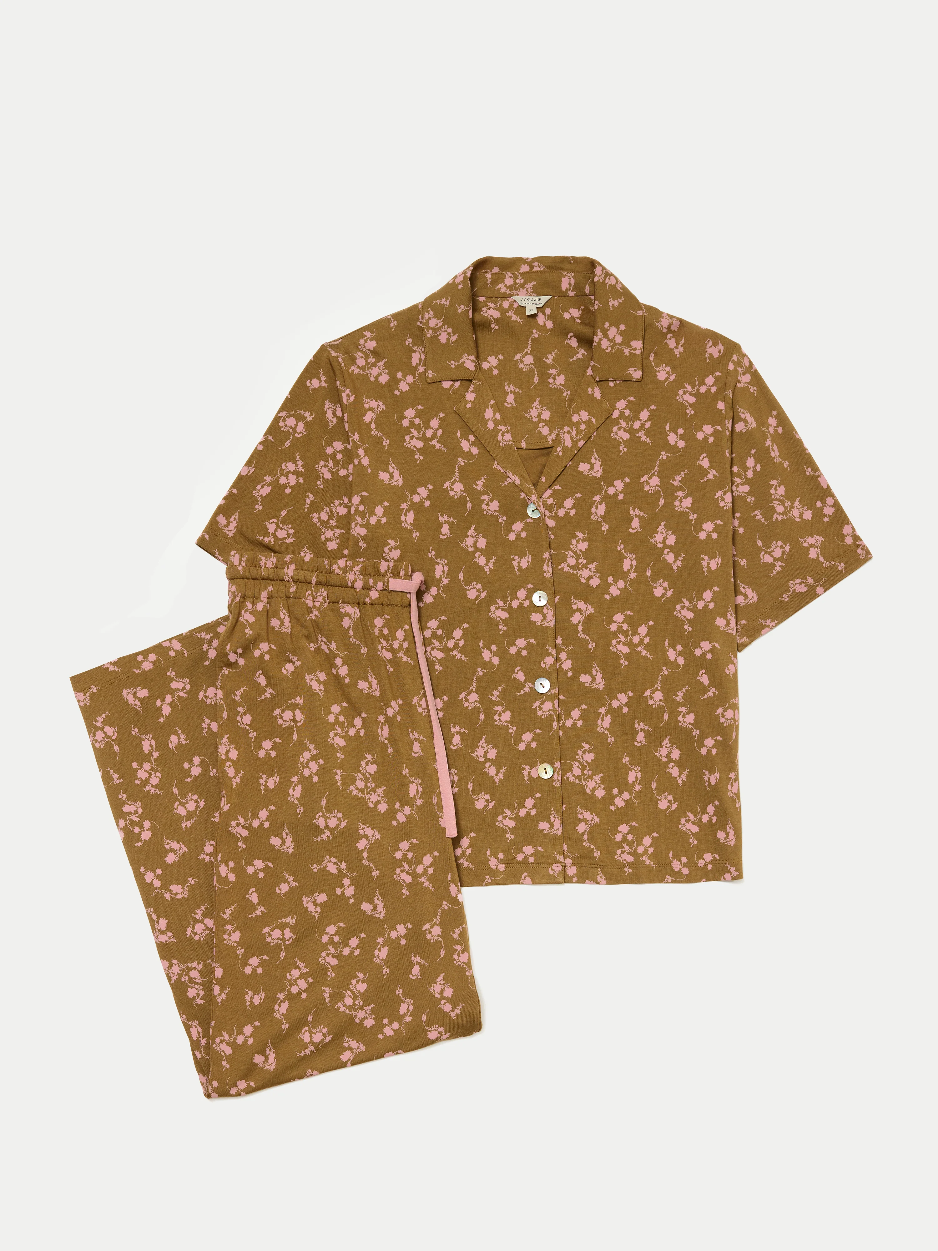 Swirl Posy Cropped Pyjama | BROWN - Image 5