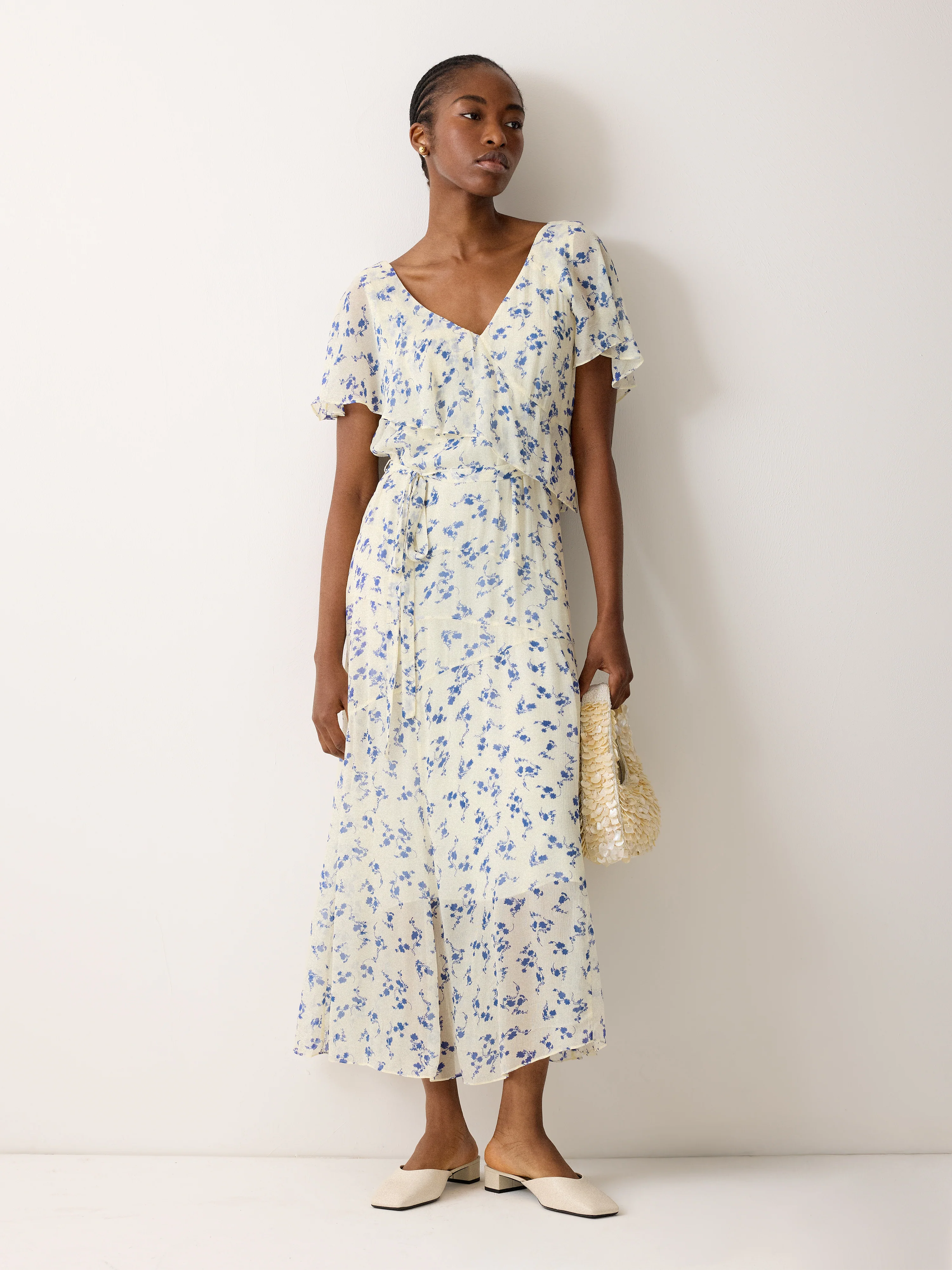 Swirl Posy Midi Dress | Cream - Image 2