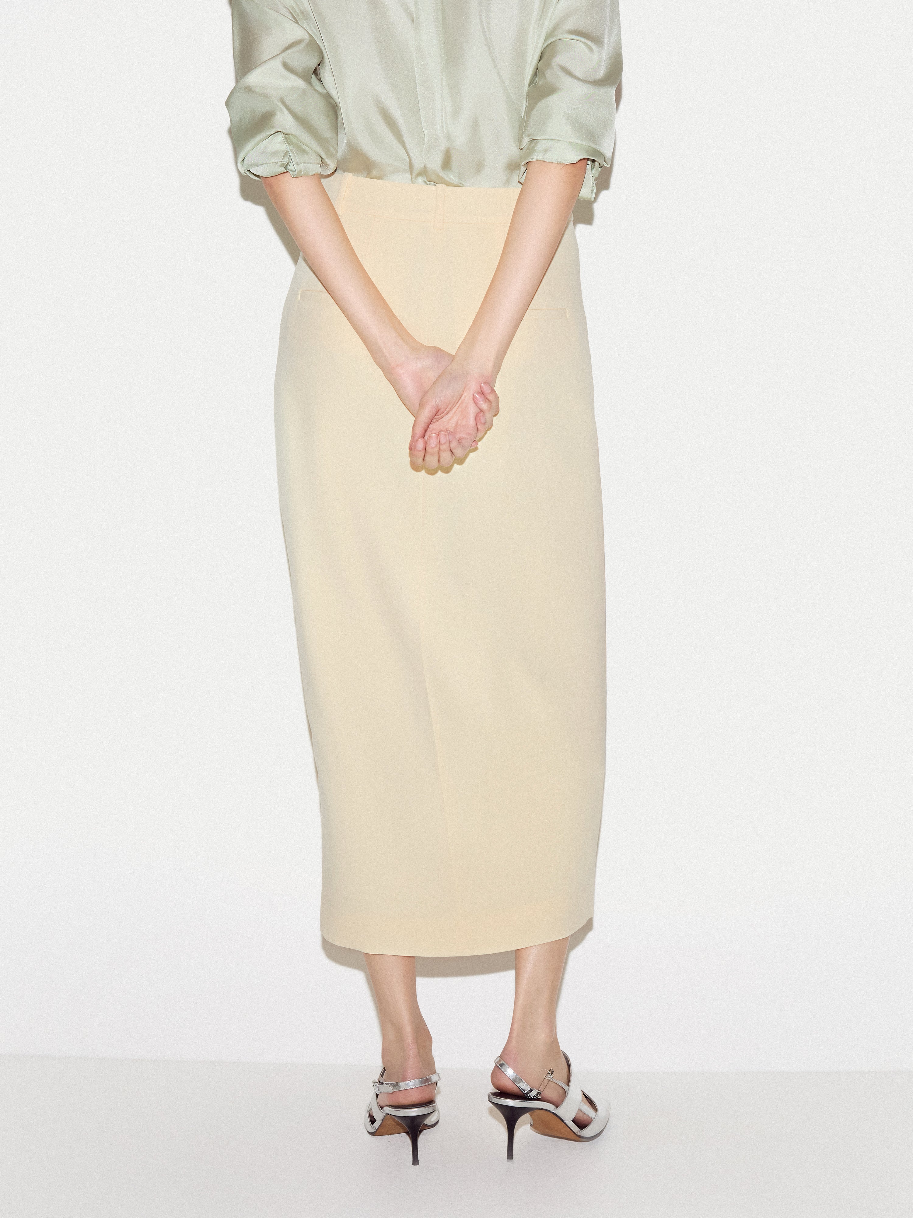 Tailored Split Front Skirt | Yellow - Image 6