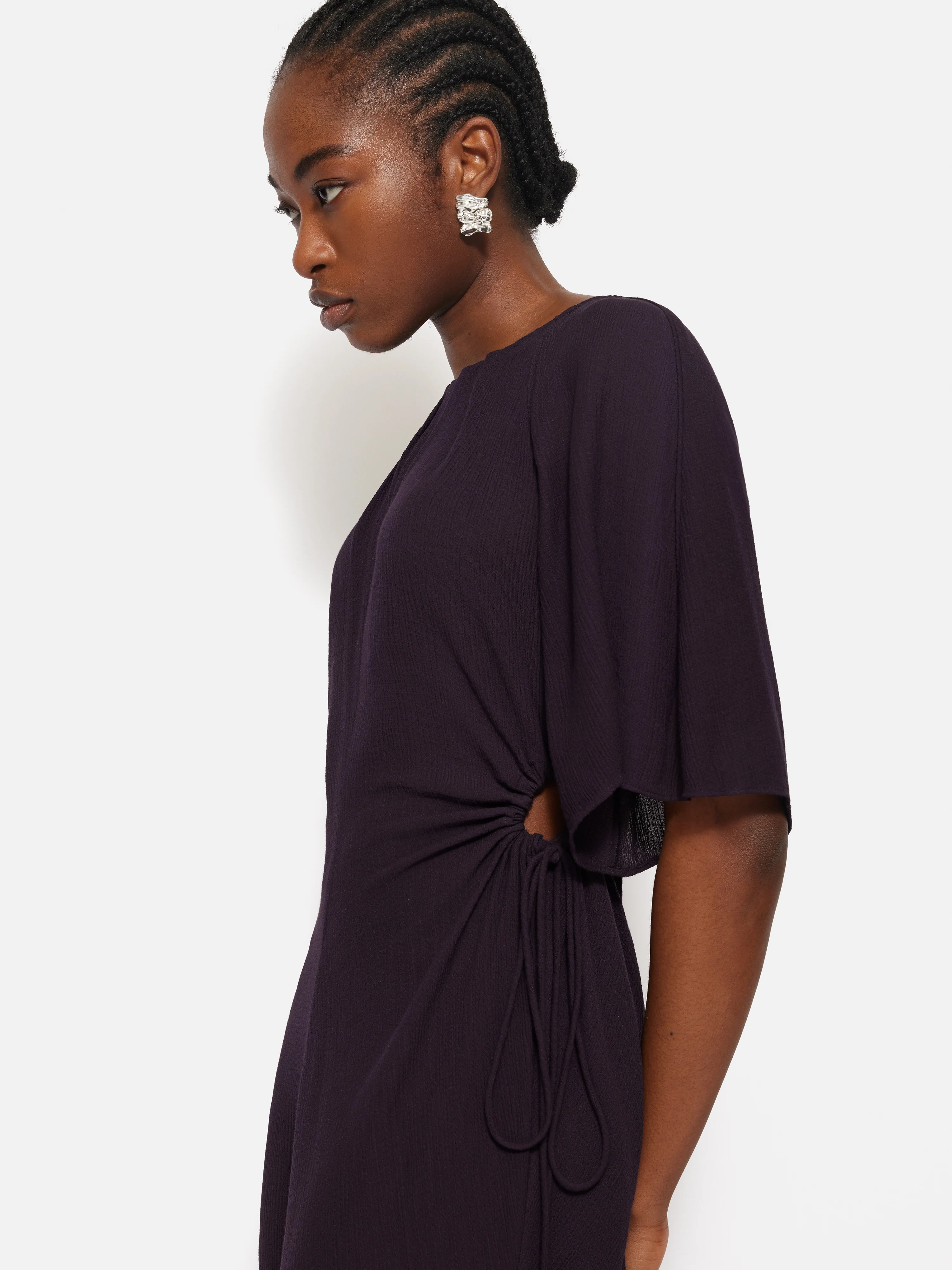 Textured Asymmetric Dress | Purple - Image 2