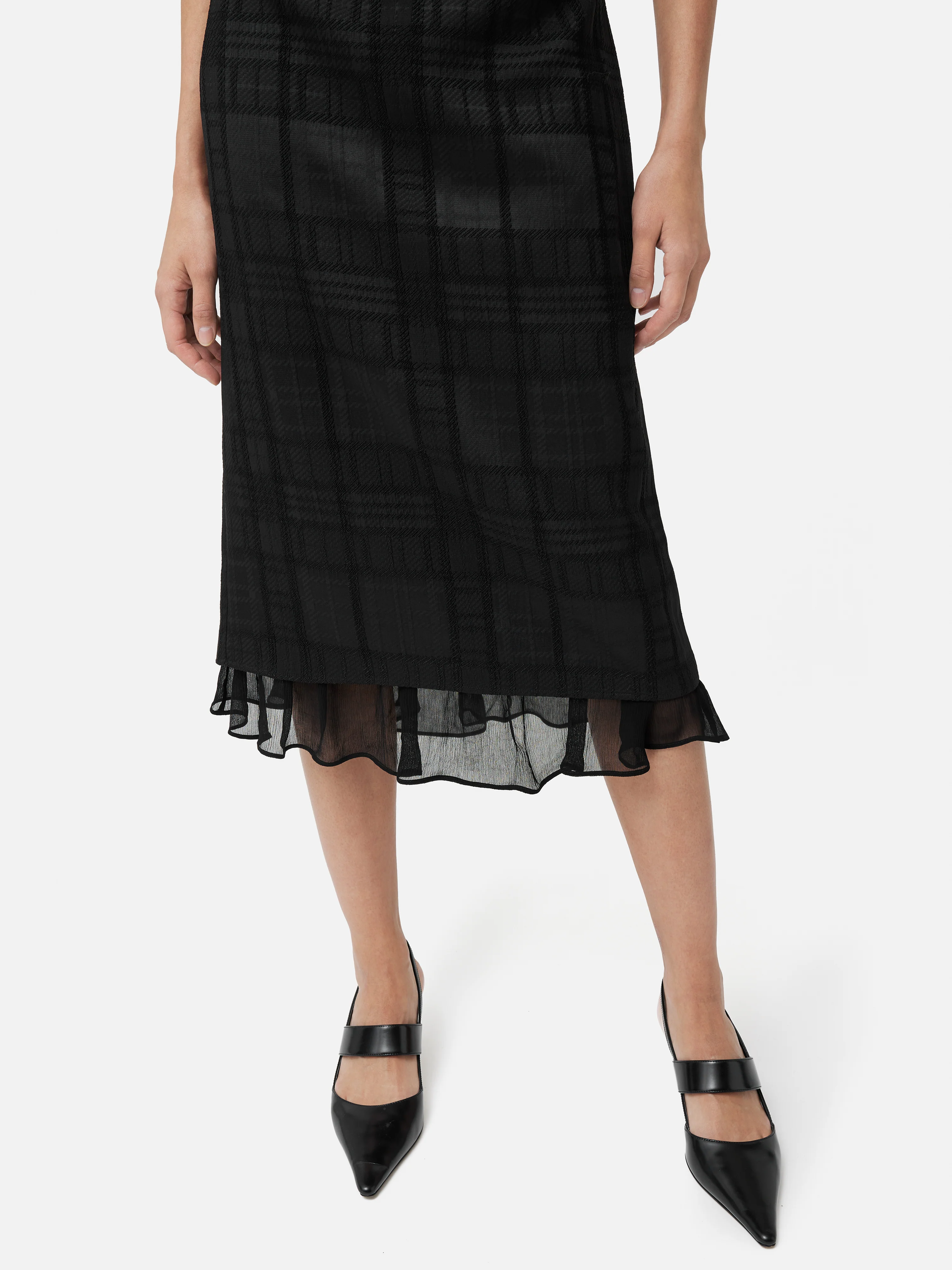 Textured Check Midi Dress | Black - Image 4