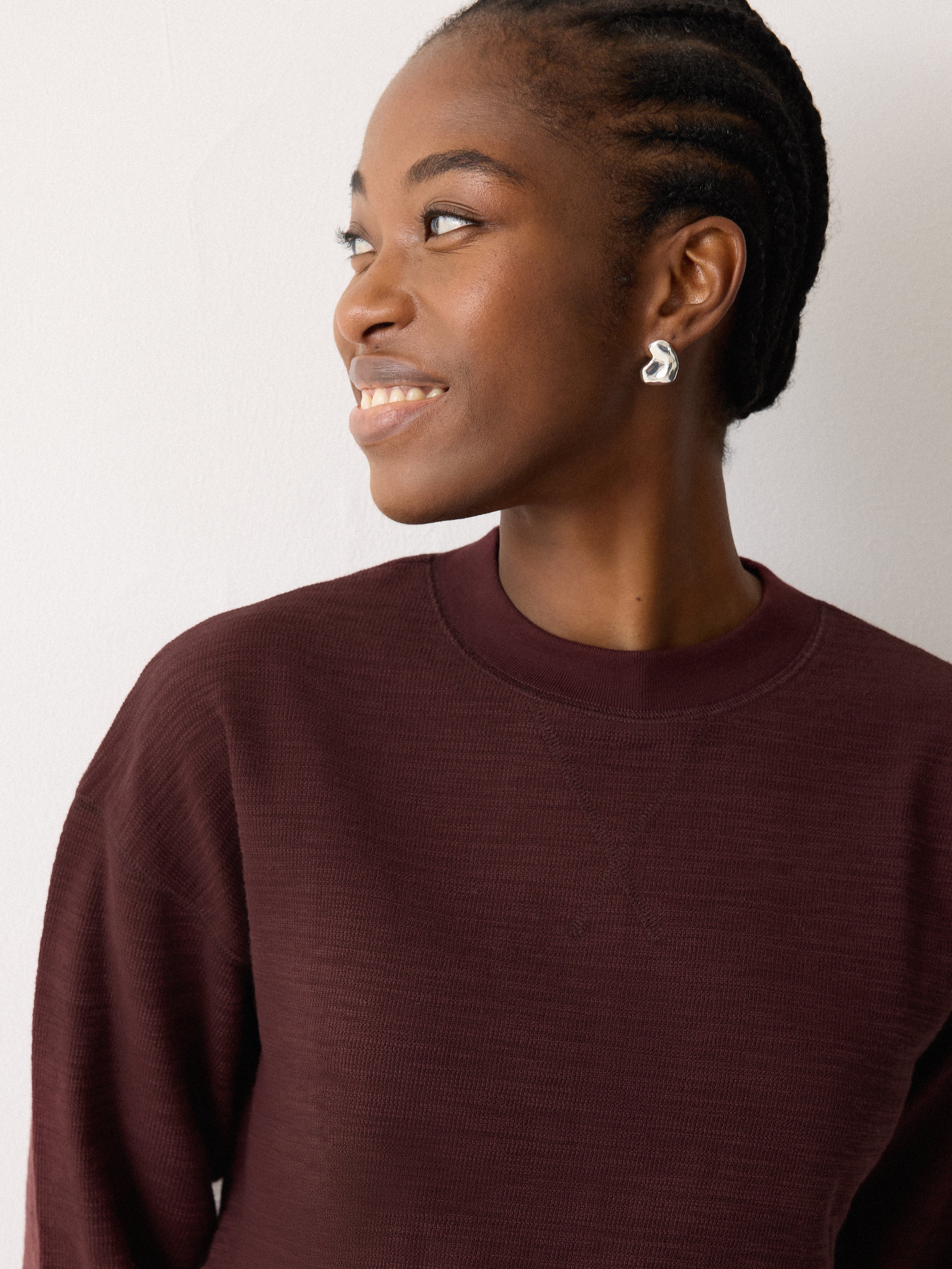 Textured Cotton Slub Sweatshirt | Purple - Image 2