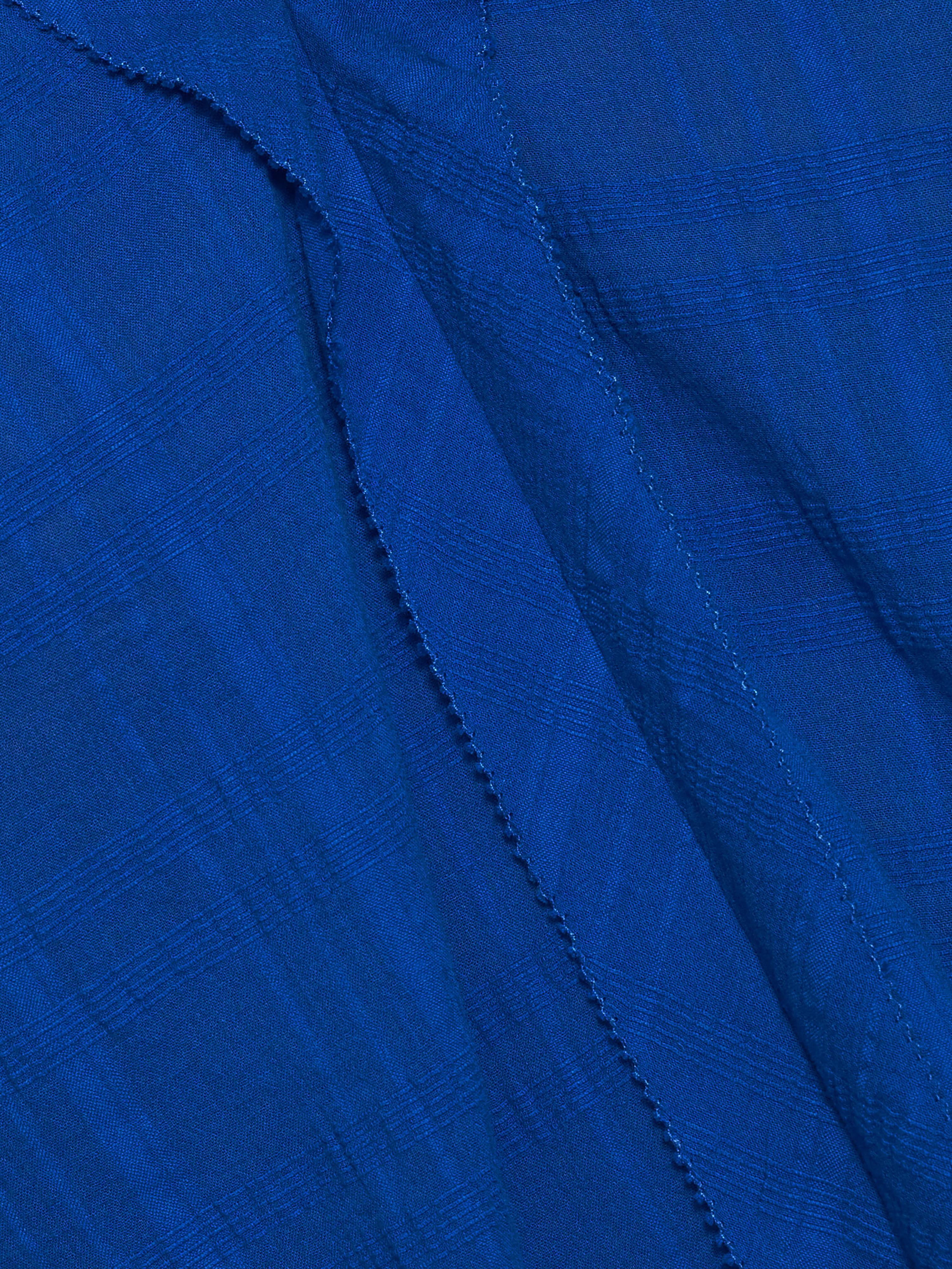 Textured Cotton V Neck Top | Blue - Image 5