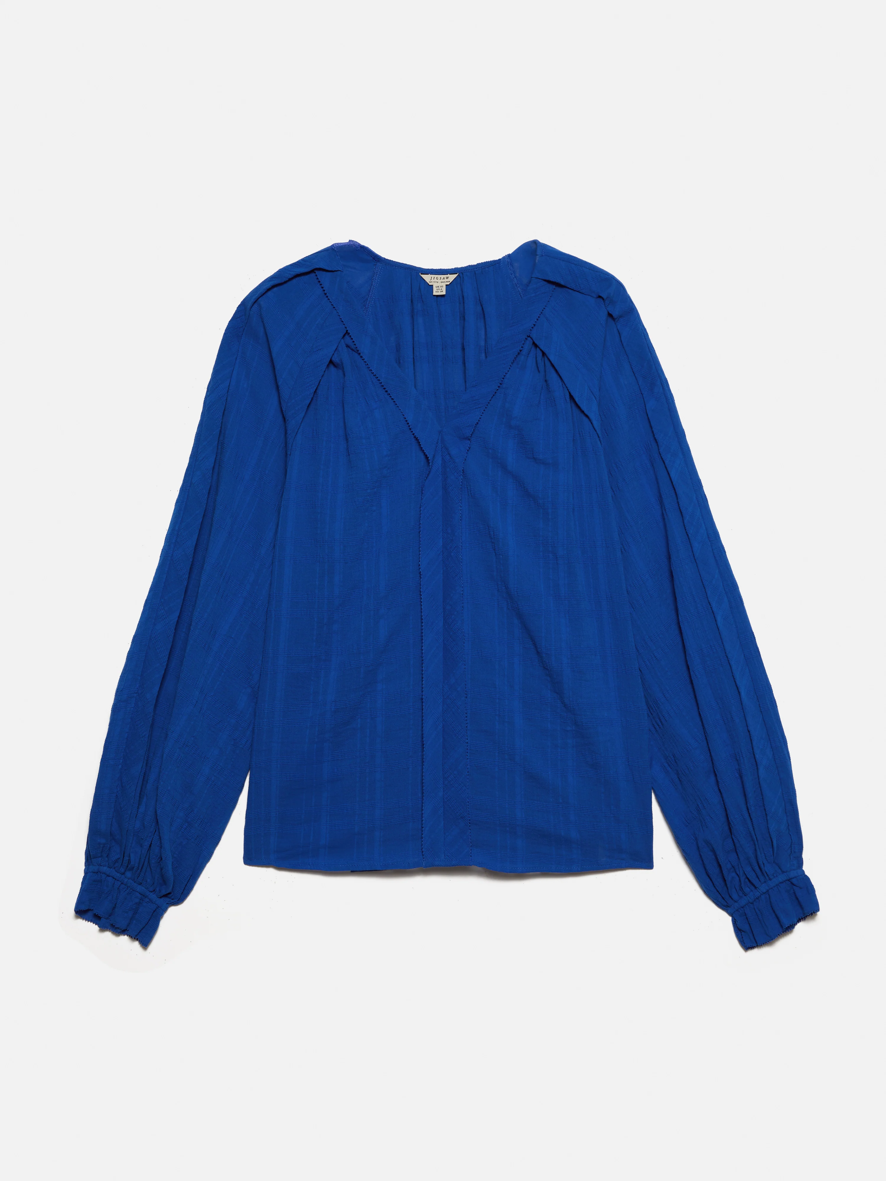 Textured Cotton V Neck Top | Blue - Image 6