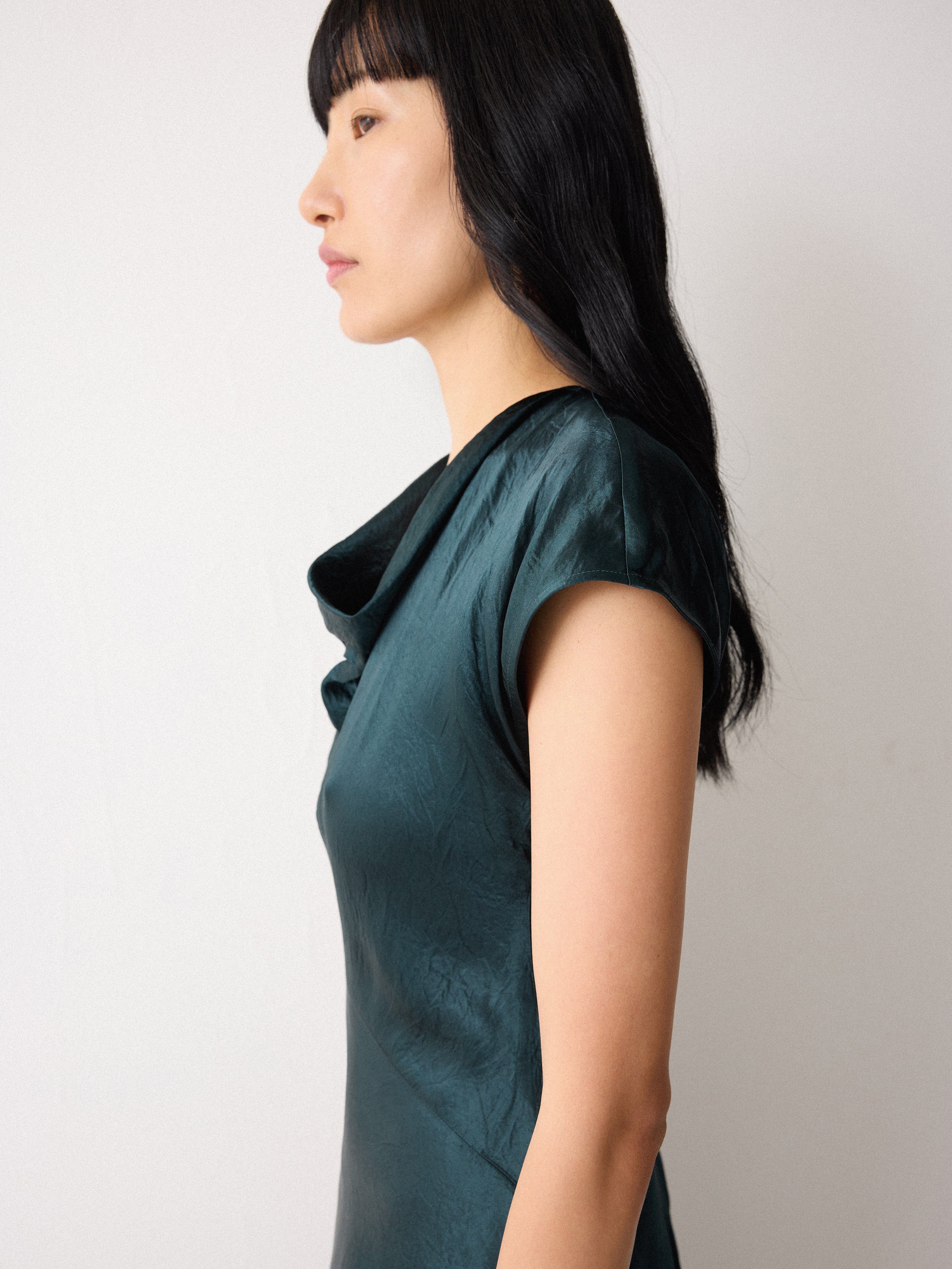 Textured Cowl Neck Dress | Green - Image 4