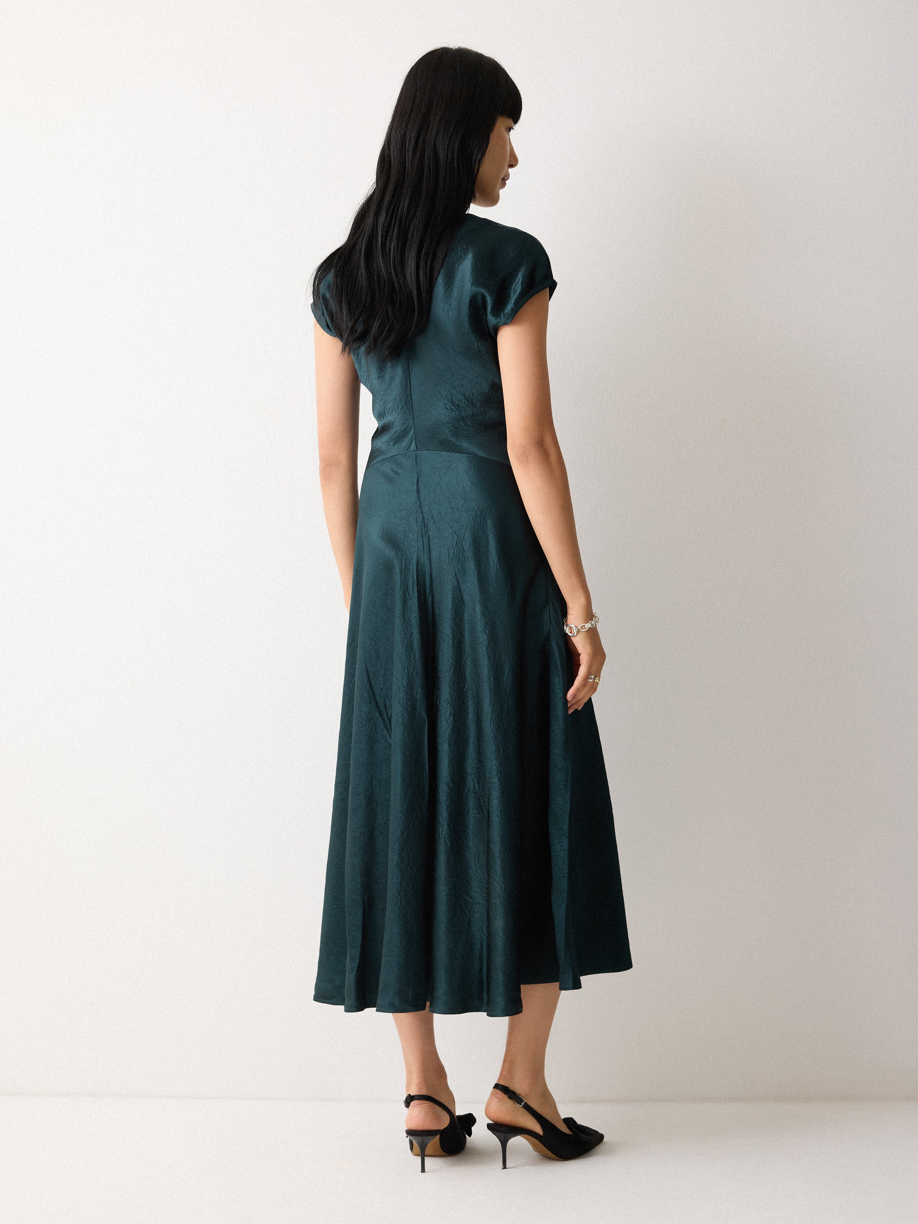 Textured Cowl Neck Dress | Green - Image 5