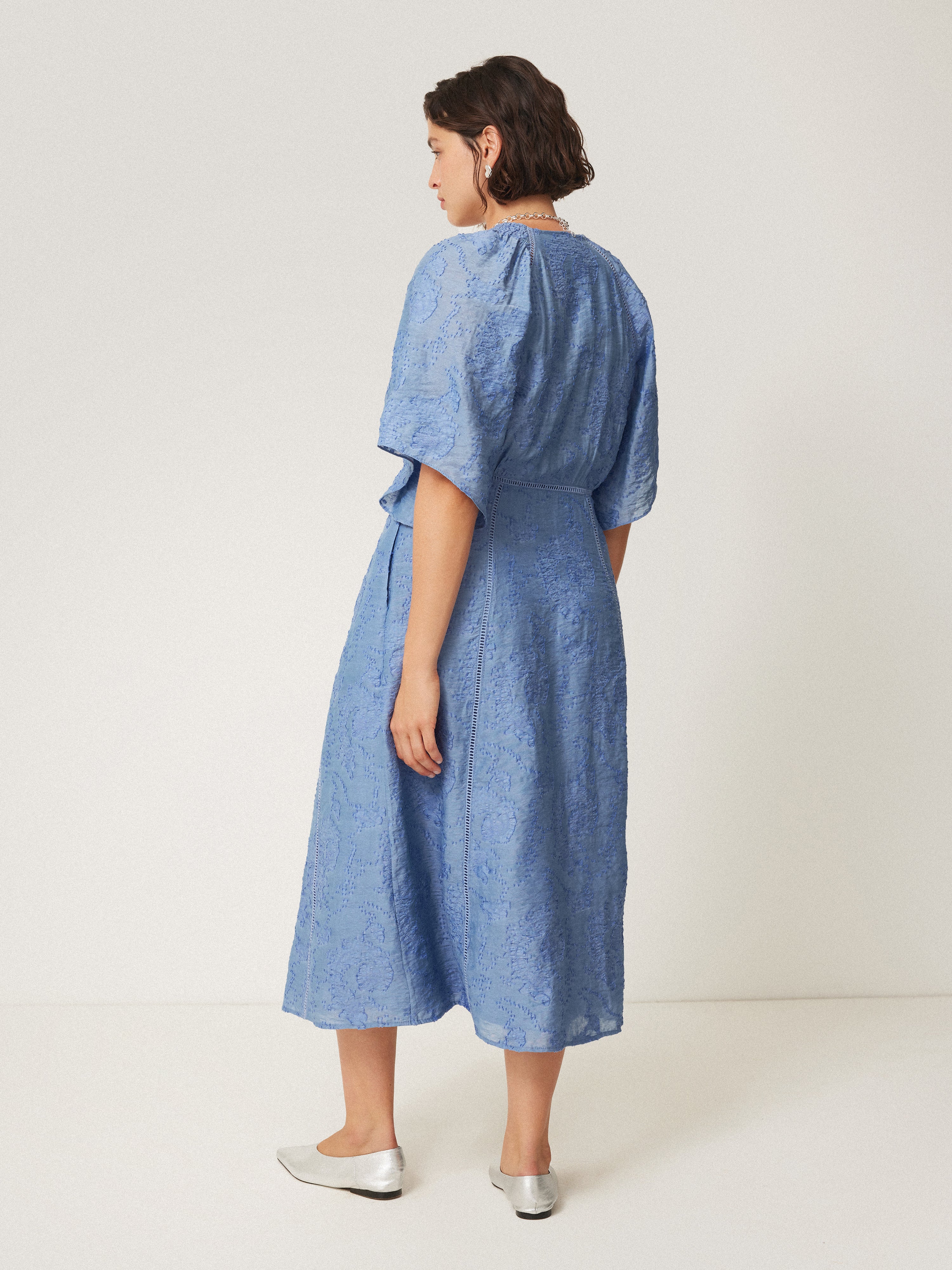 Textured Jacquard Dress | Blue - Image 3