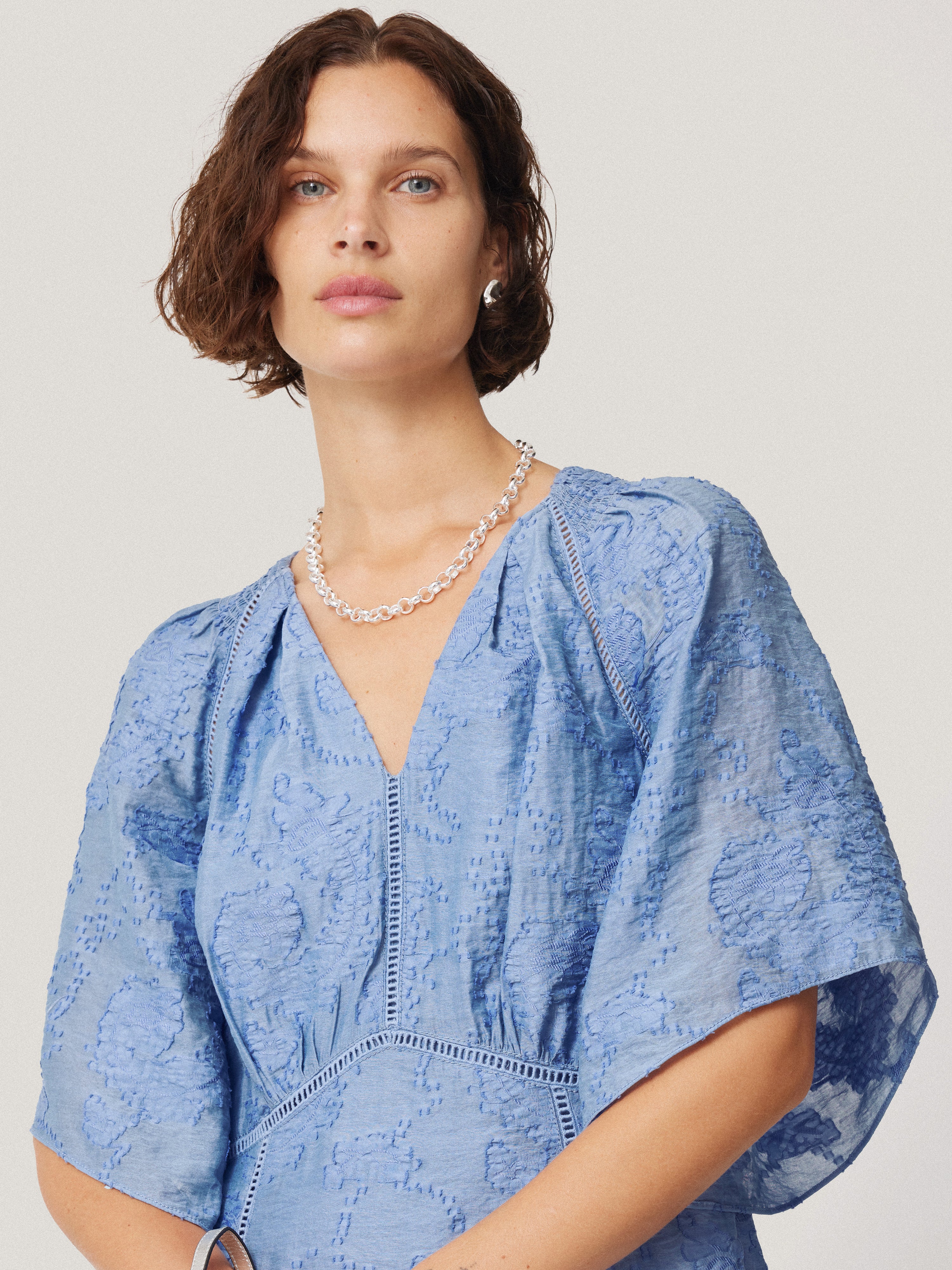 Textured Jacquard Dress | Blue - Image 8