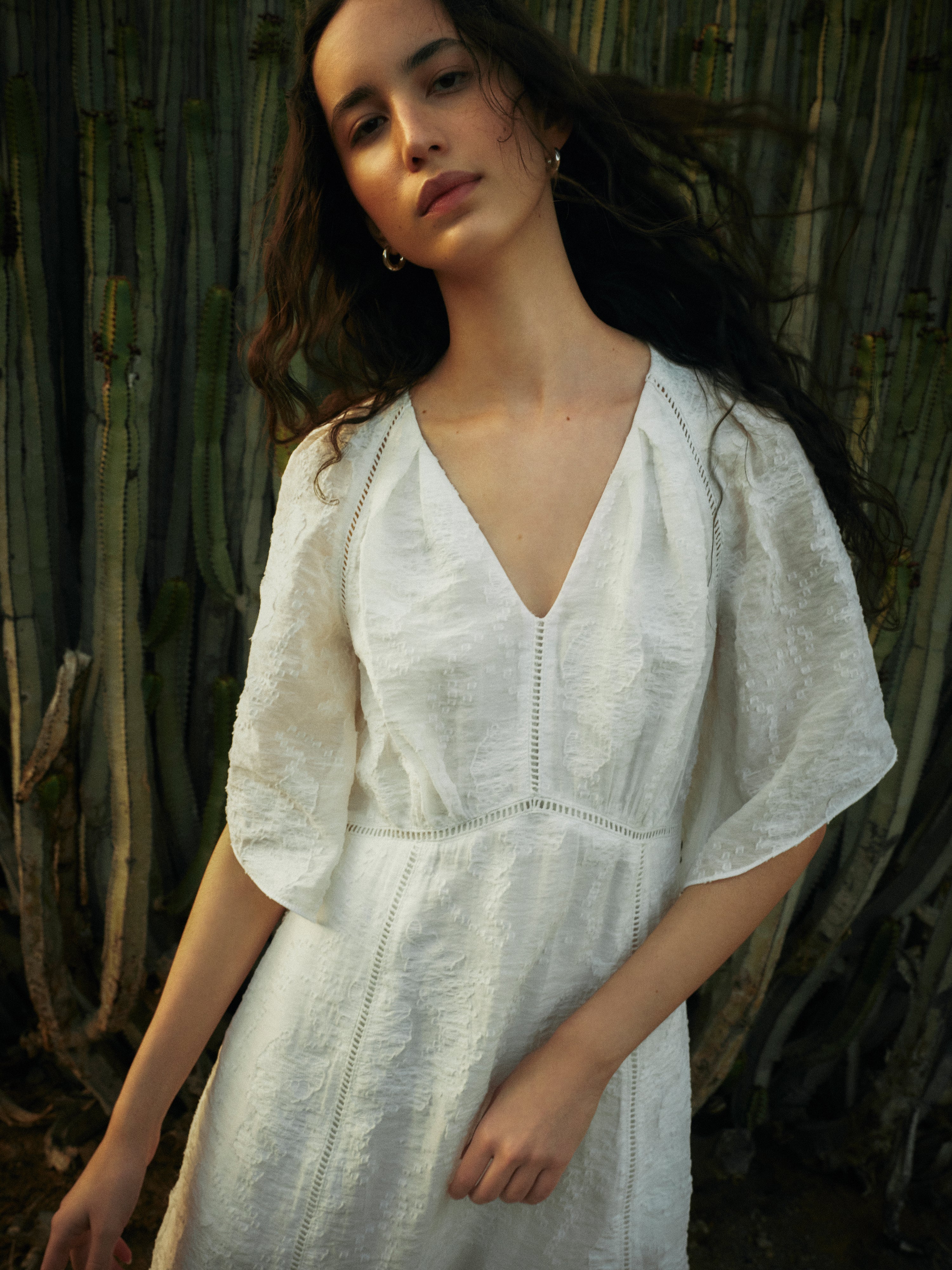 Textured Jacquard Dress | White - Image 2