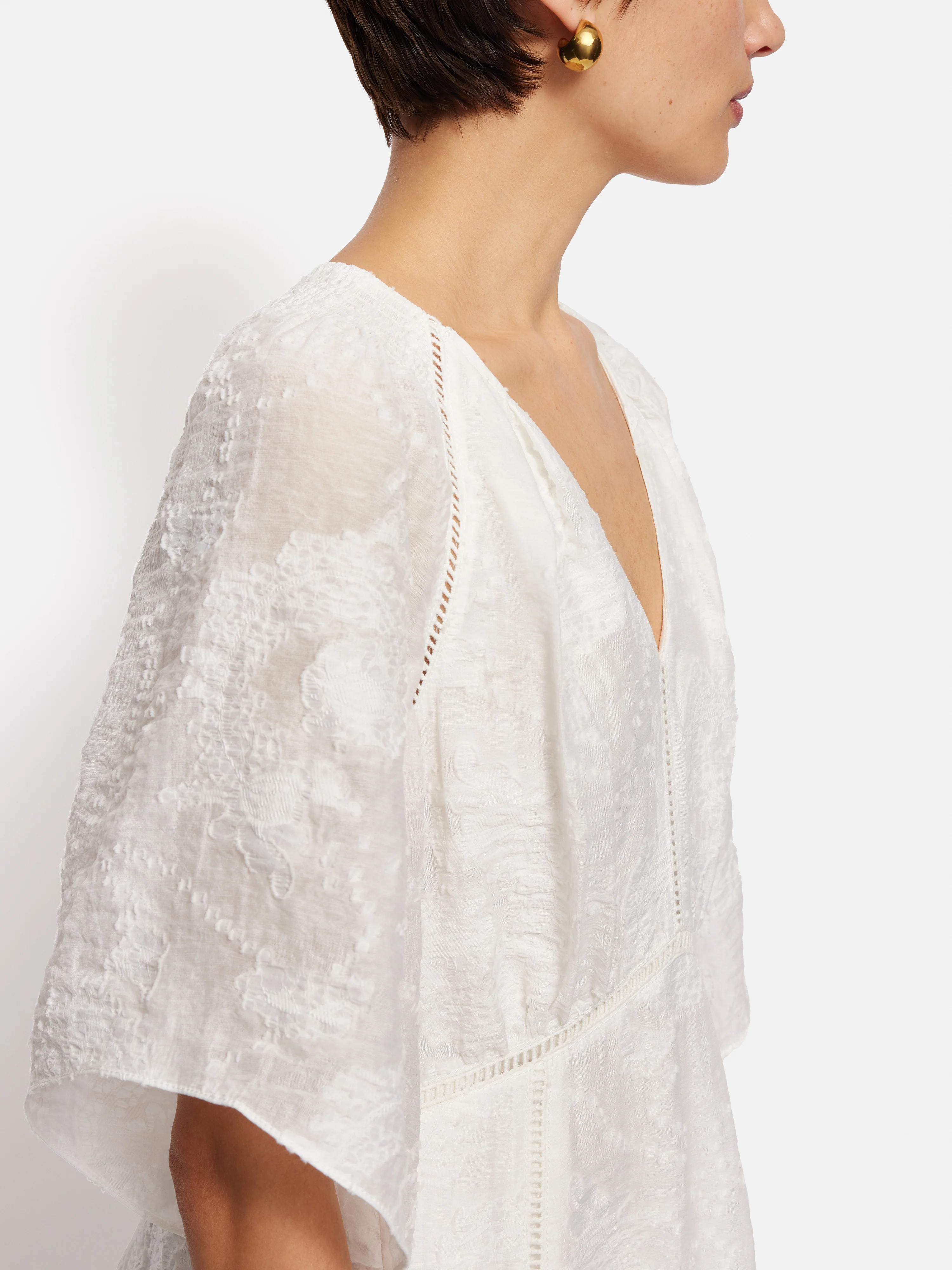 Textured Jacquard Dress | White - Image 3