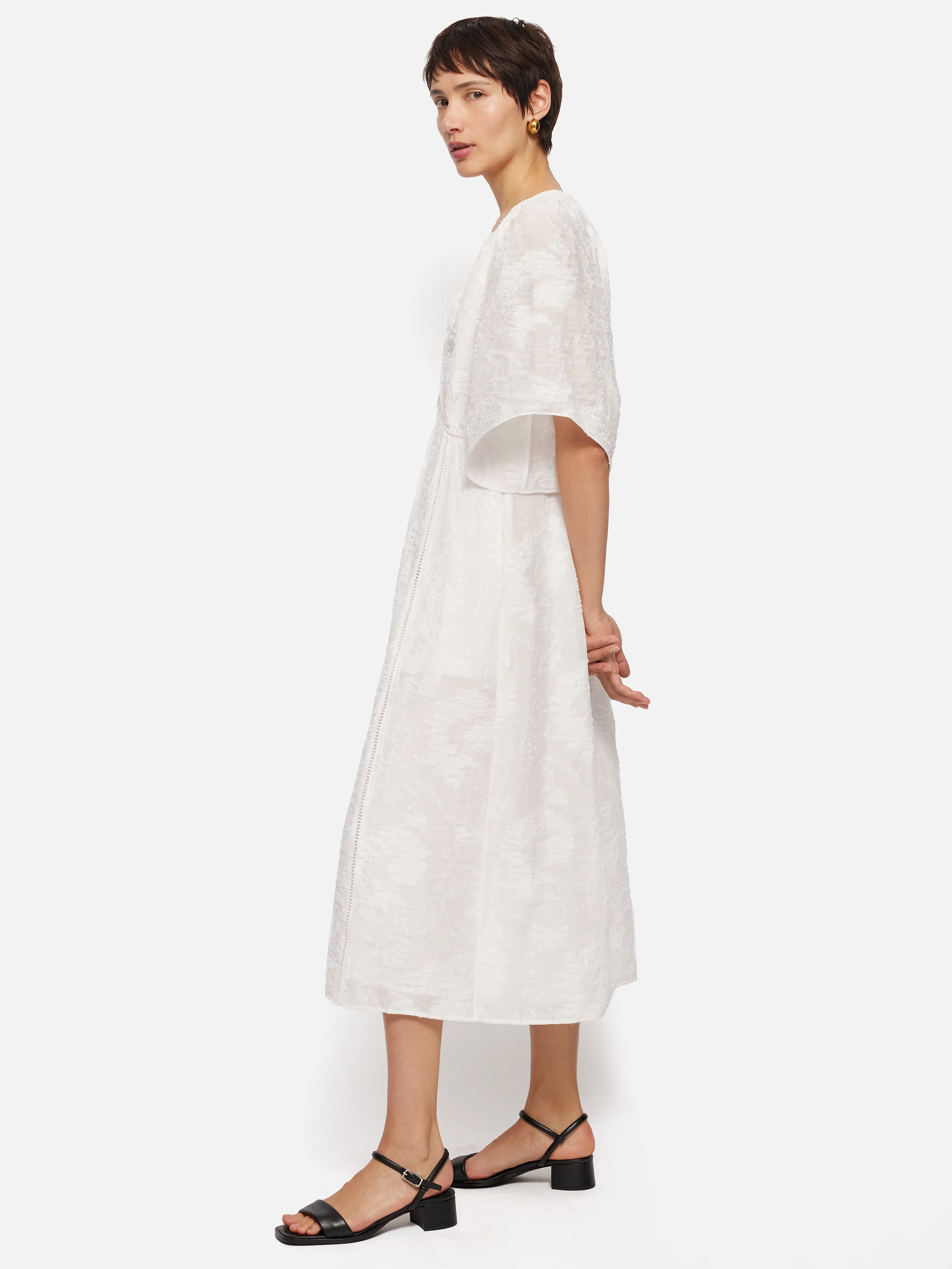 Textured Jacquard Dress | White - Image 4