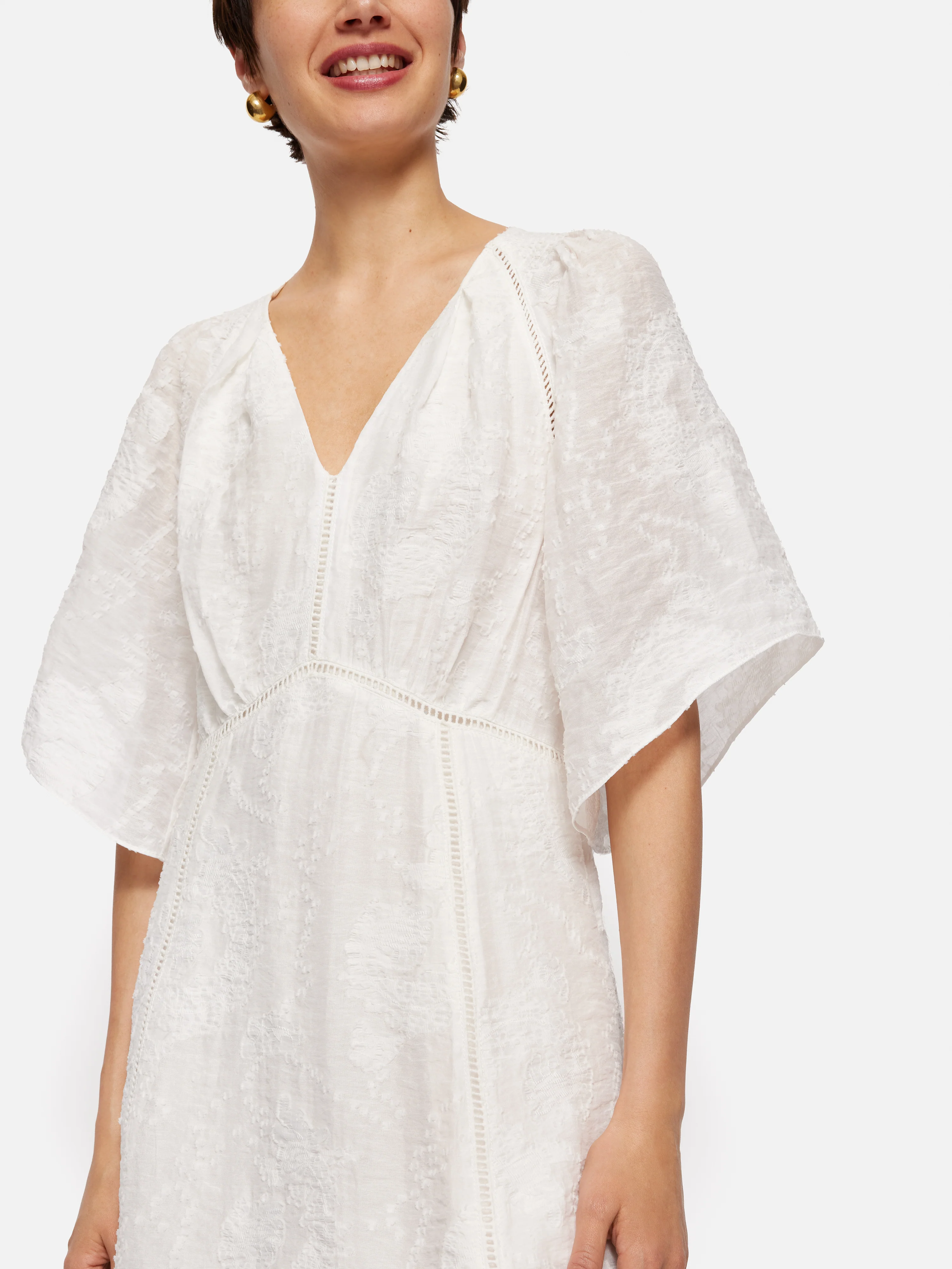 Textured Jacquard Dress | White - Image 5