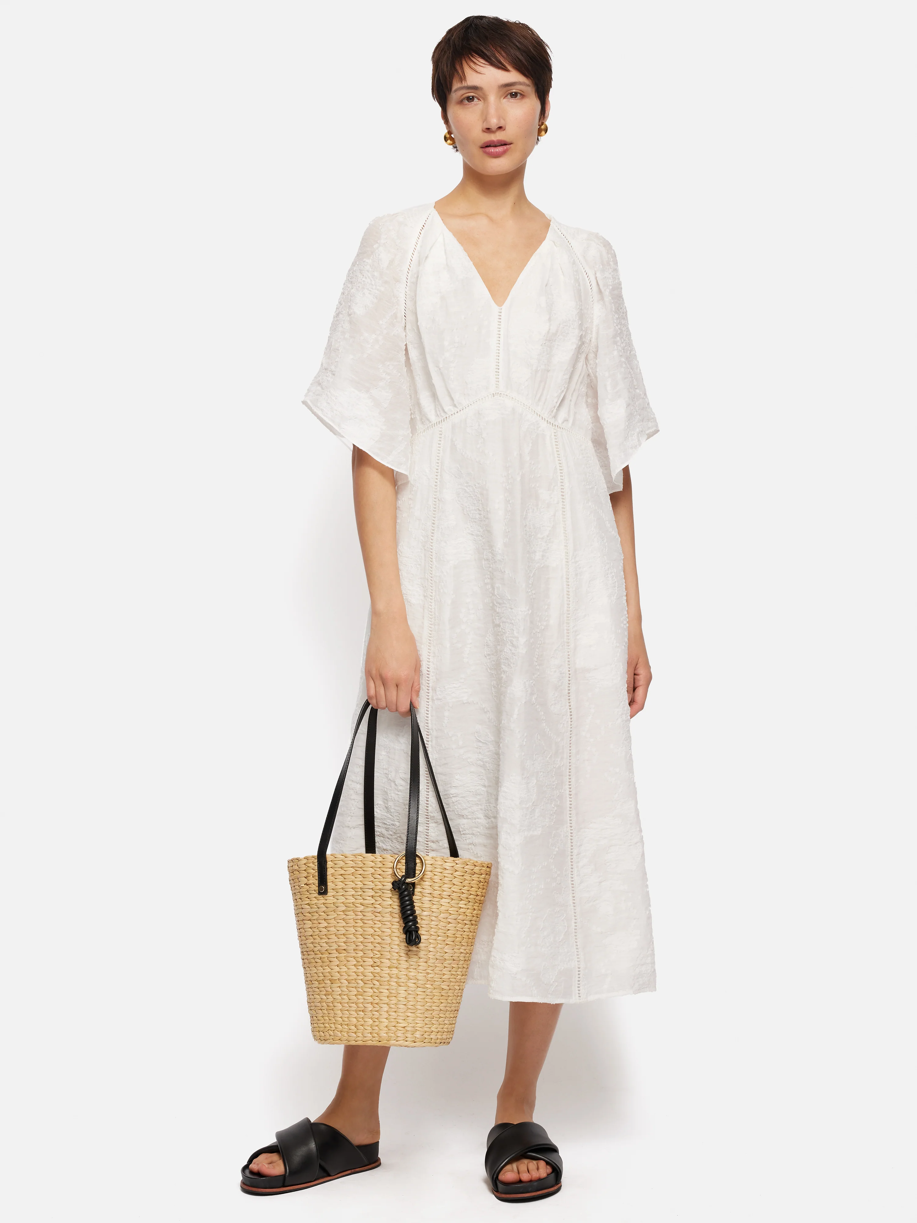 Textured Jacquard Dress | White - Image 6