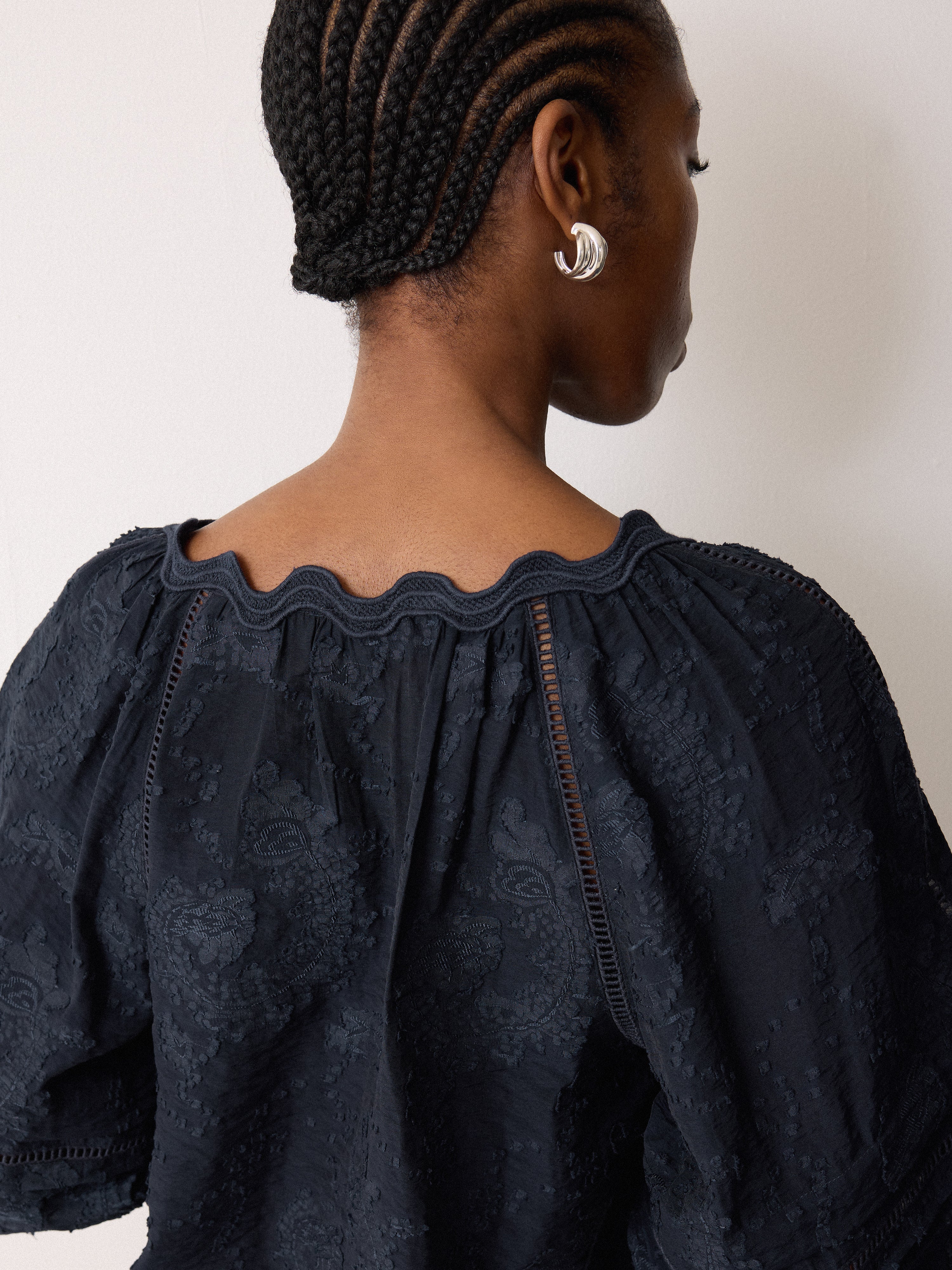 Textured Jacquard Top | Navy - Image 3