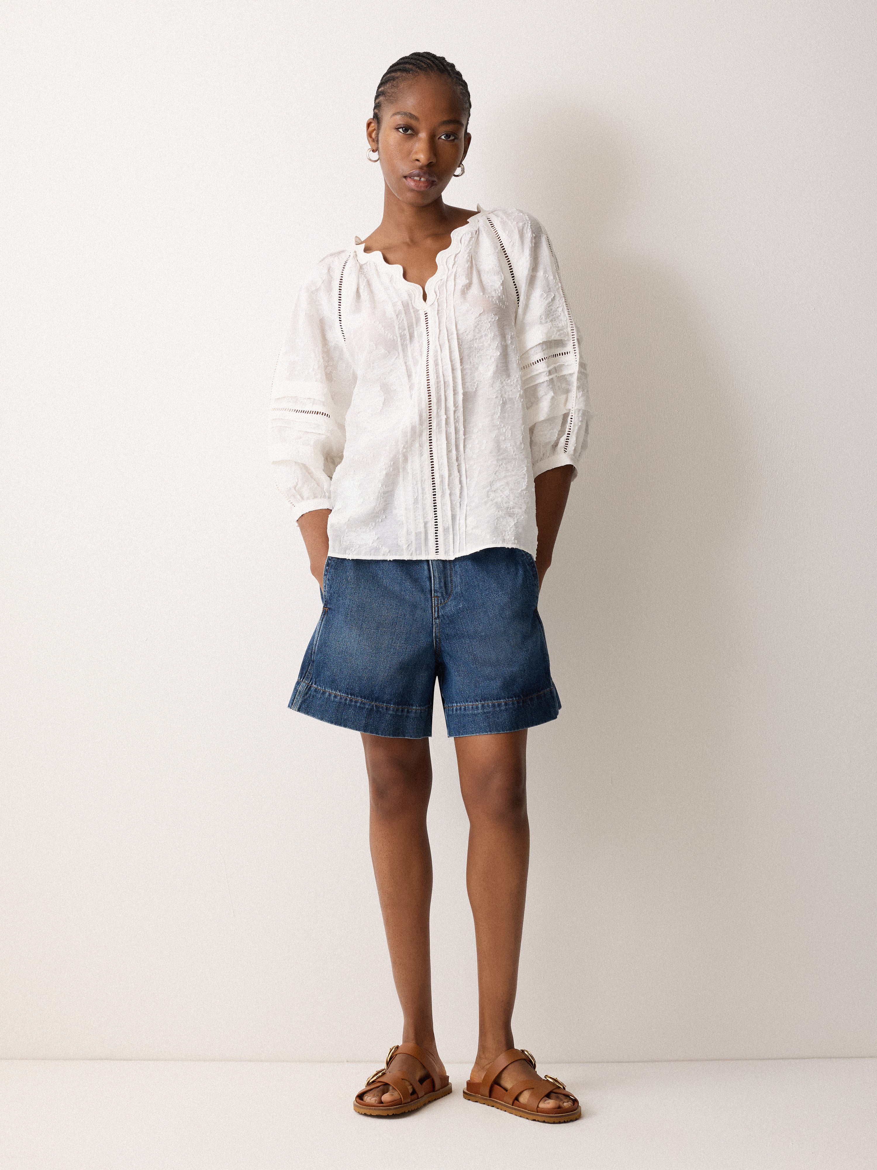 Textured Jacquard Top | White - Image 3