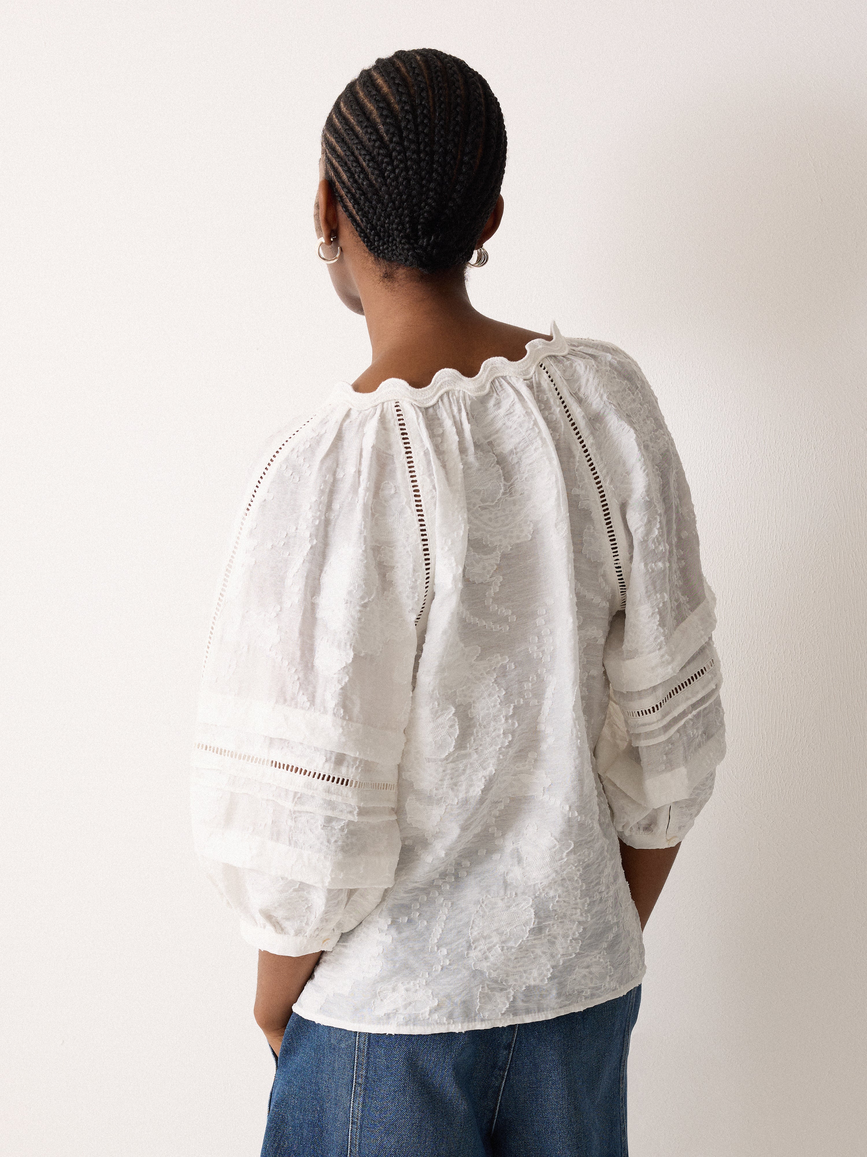 Textured Jacquard Top | White - Image 4