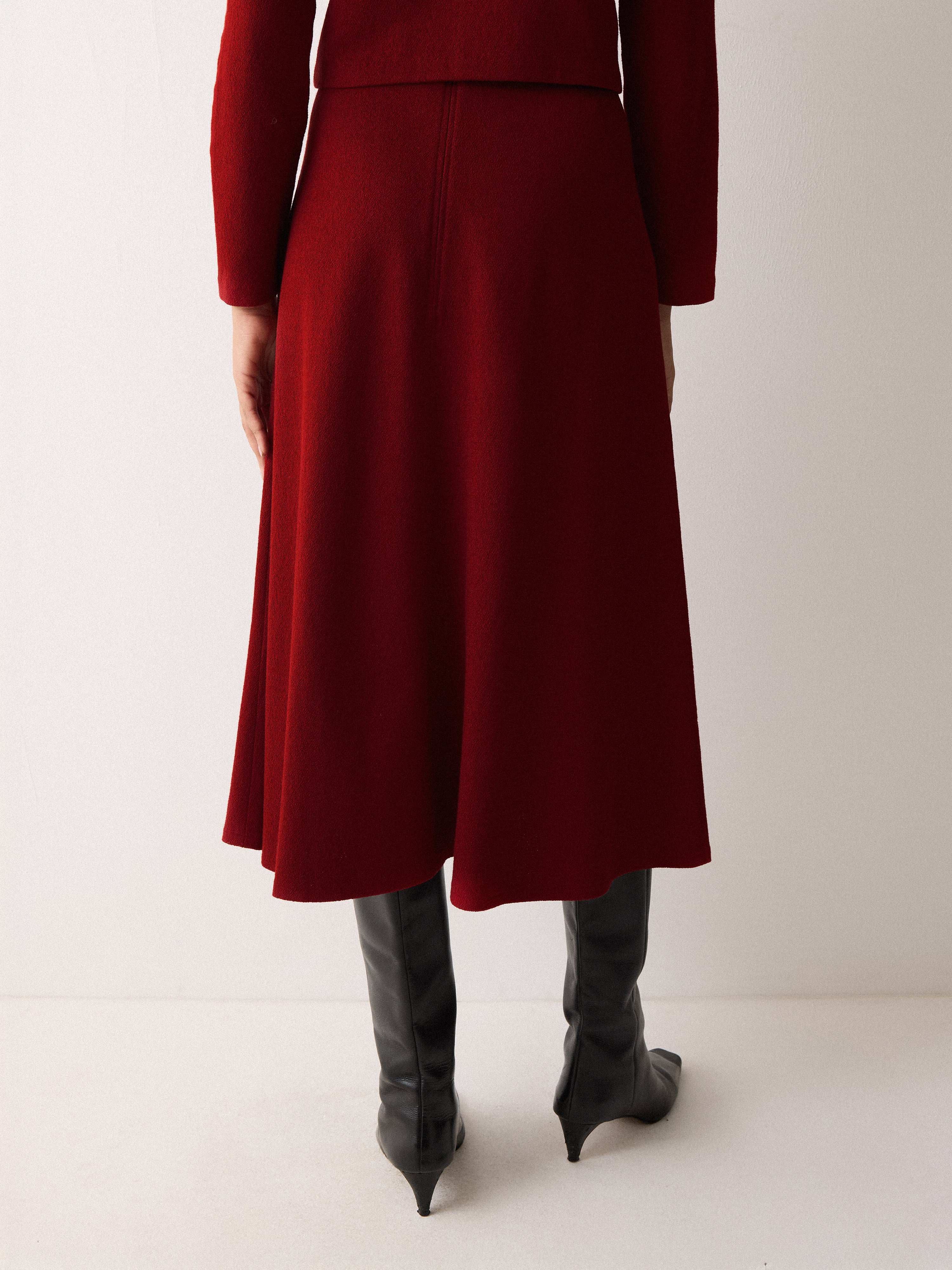 Textured Jersey A Line Skirt | Red - Image 4