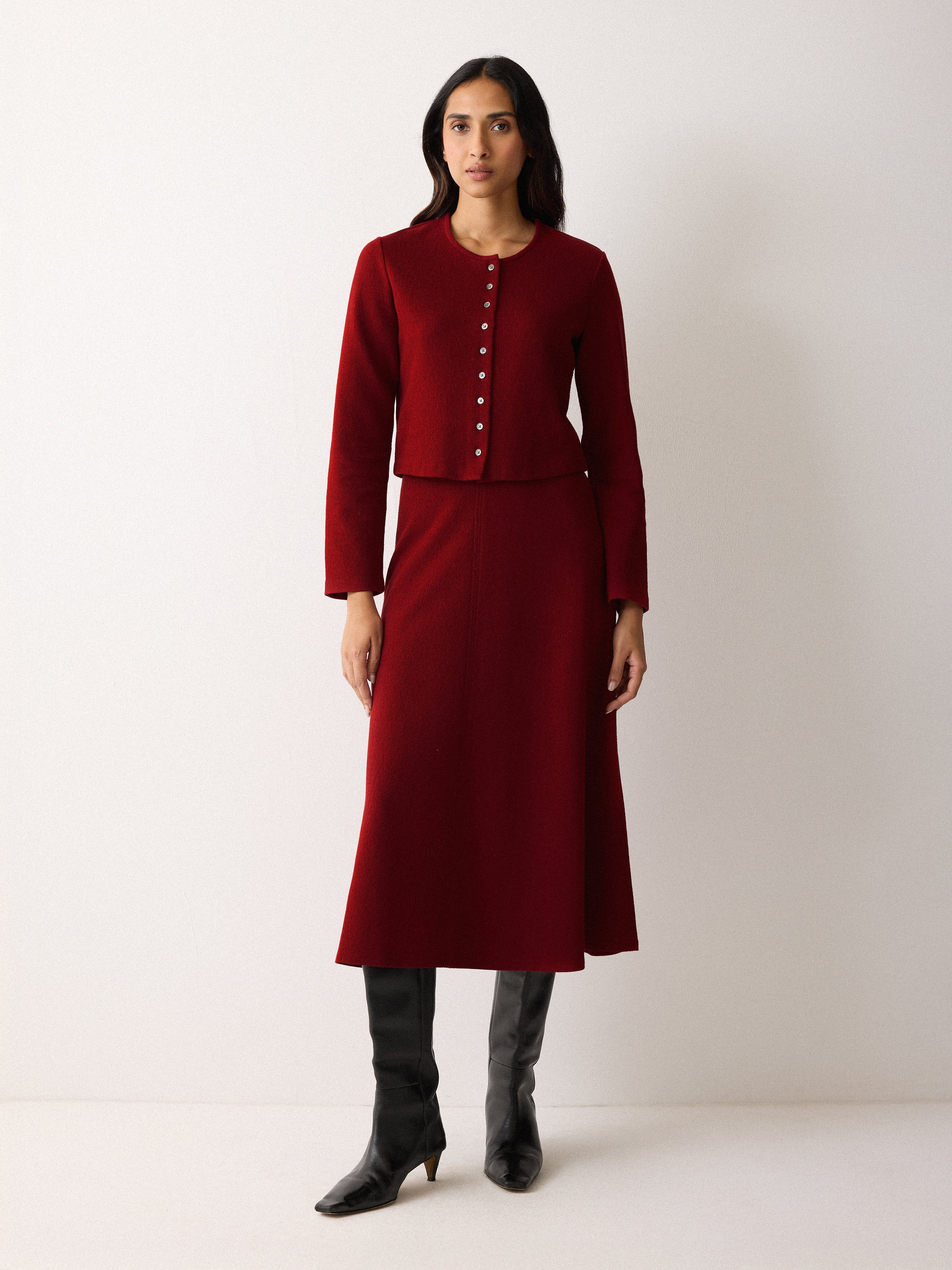 Textured Jersey Cardi Jacket | Red - Image 2