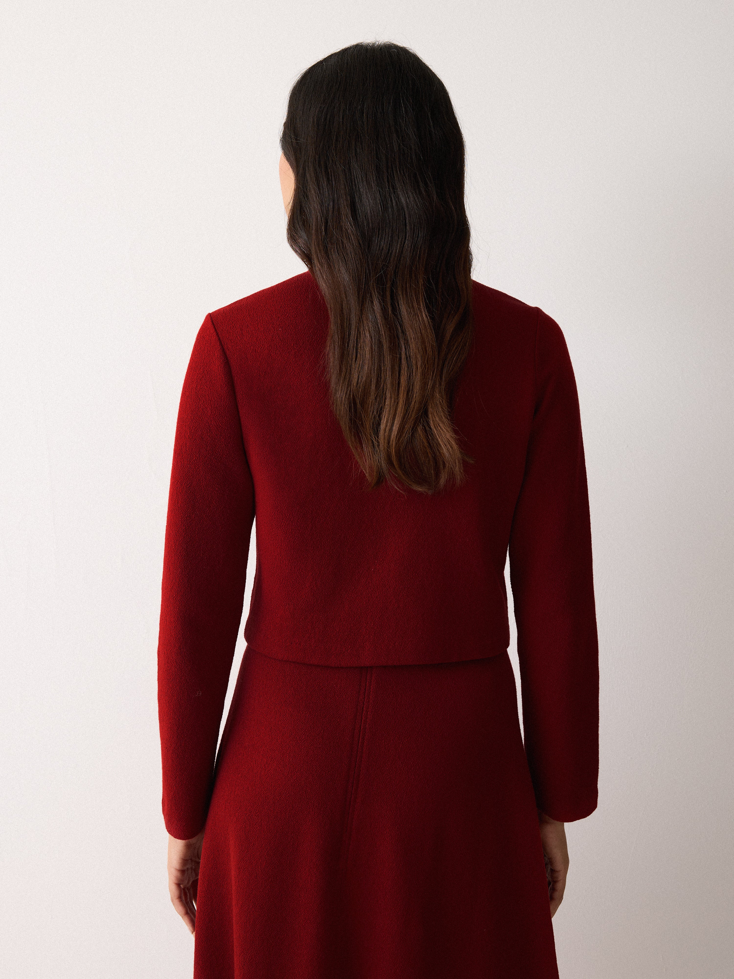 Textured Jersey Cardi Jacket | Red - Image 4