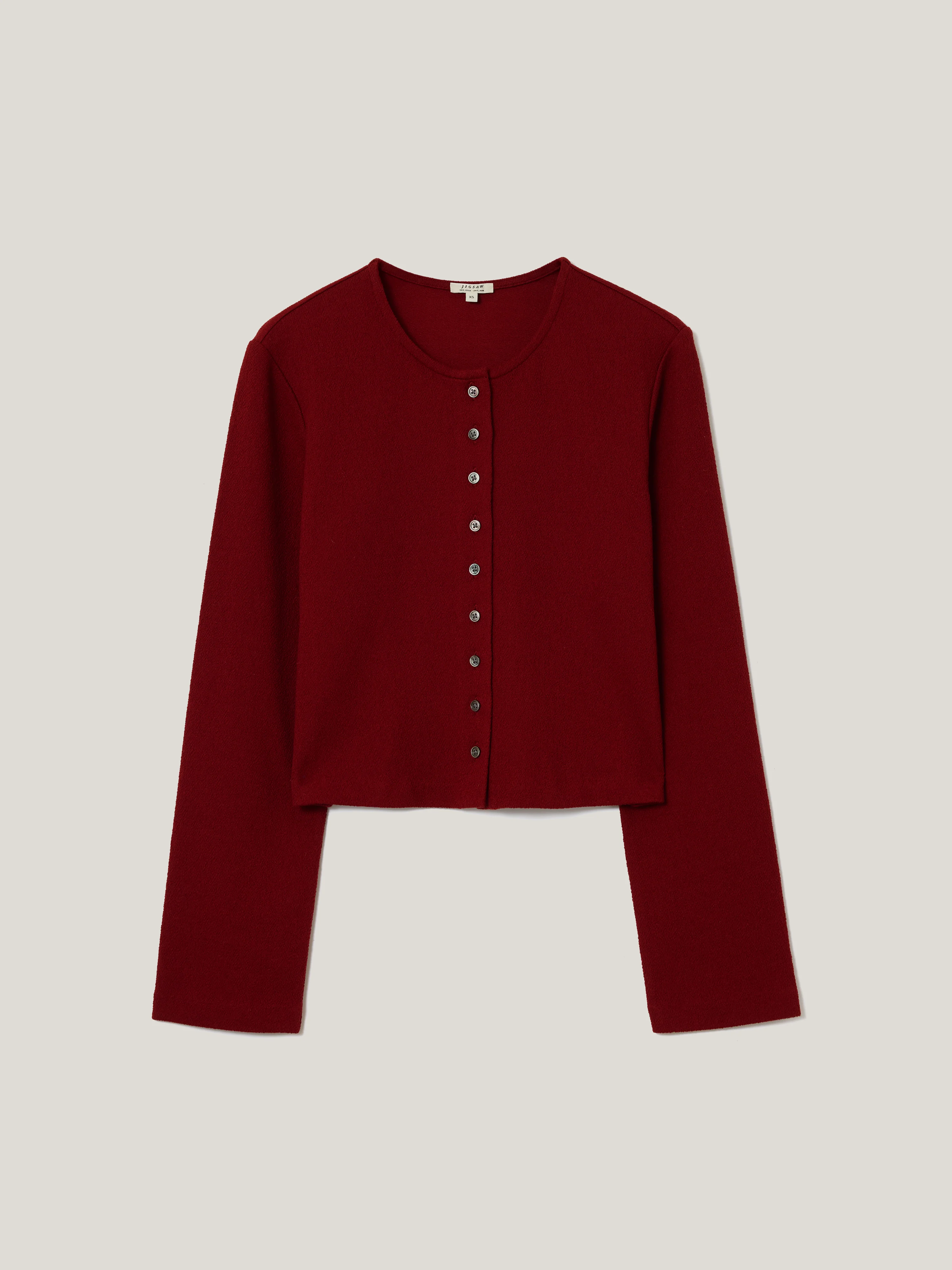 Textured Jersey Cardi Jacket | Red - Image 5