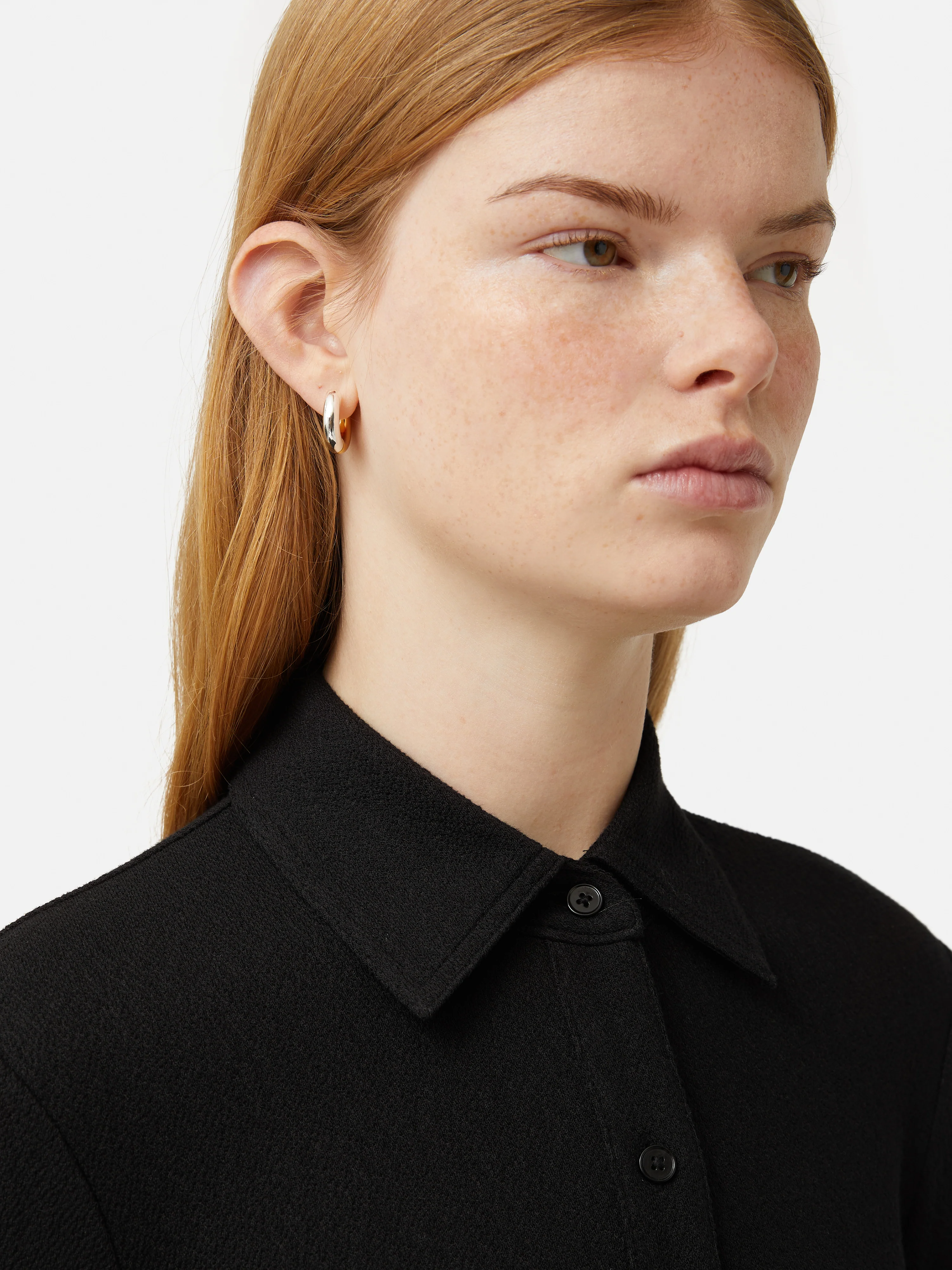 Textured Jersey Shirt Dress | Black - Image 2