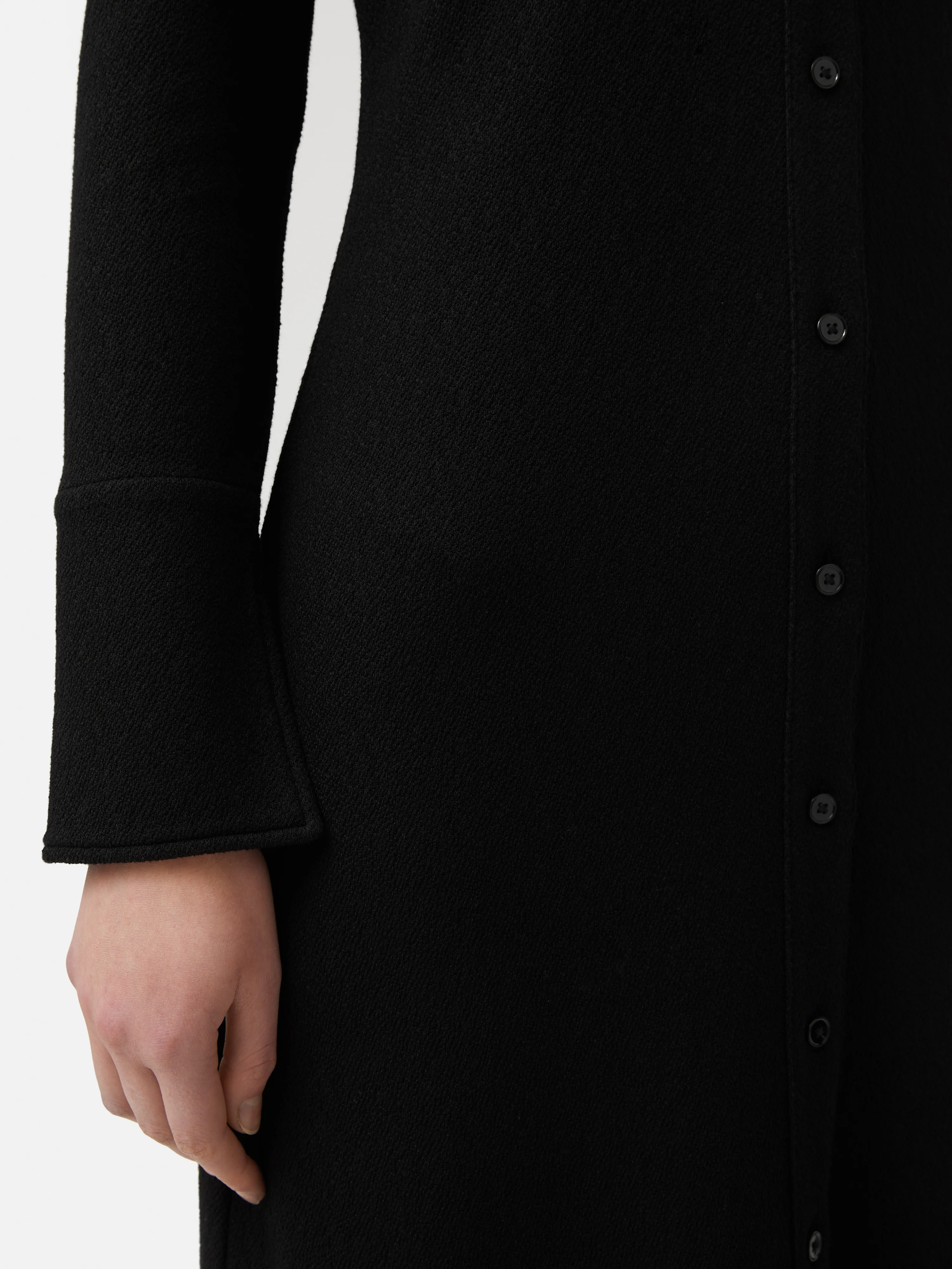 Textured Jersey Shirt Dress | Black - Image 3