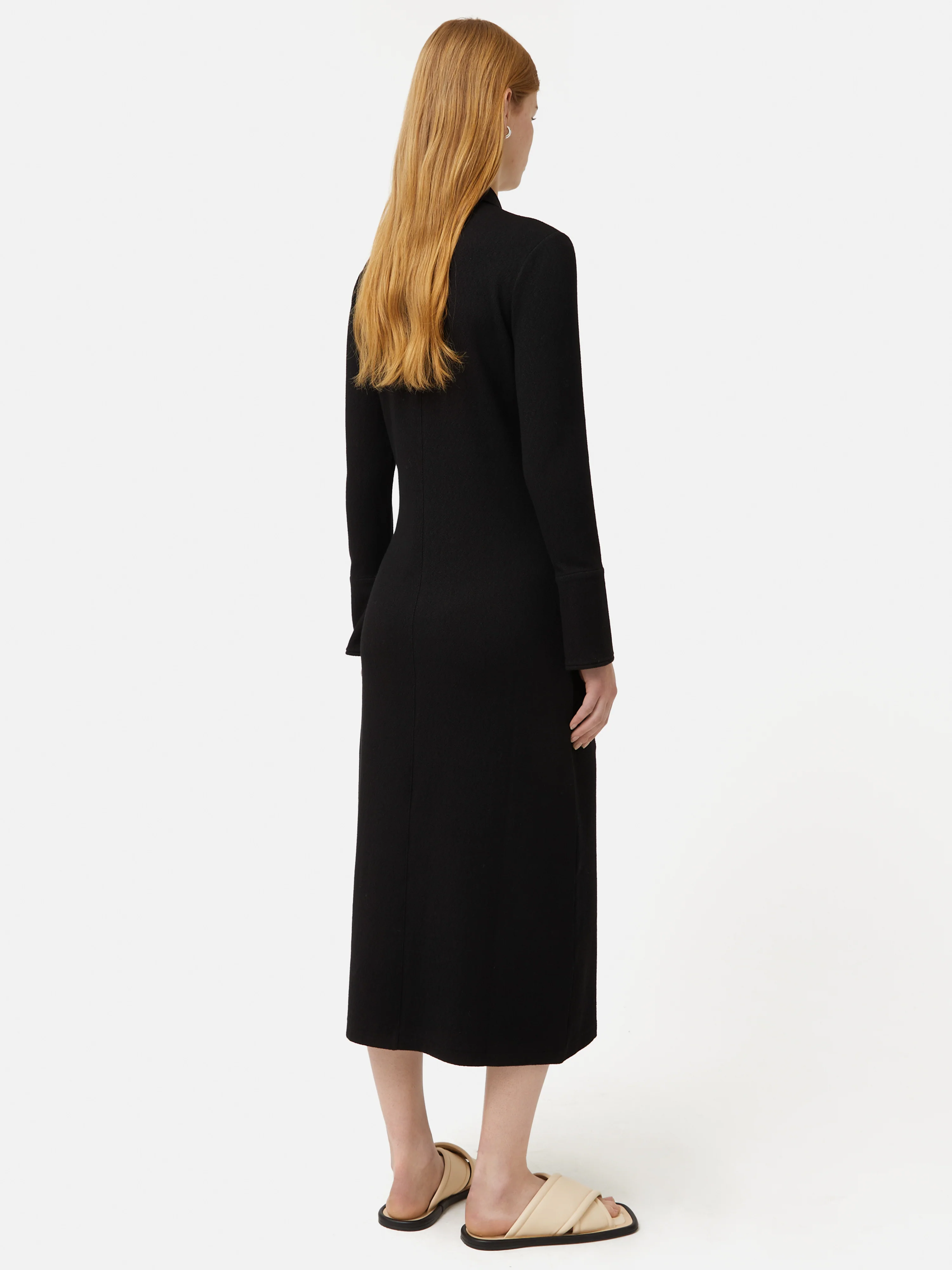 Textured Jersey Shirt Dress | Black - Image 4