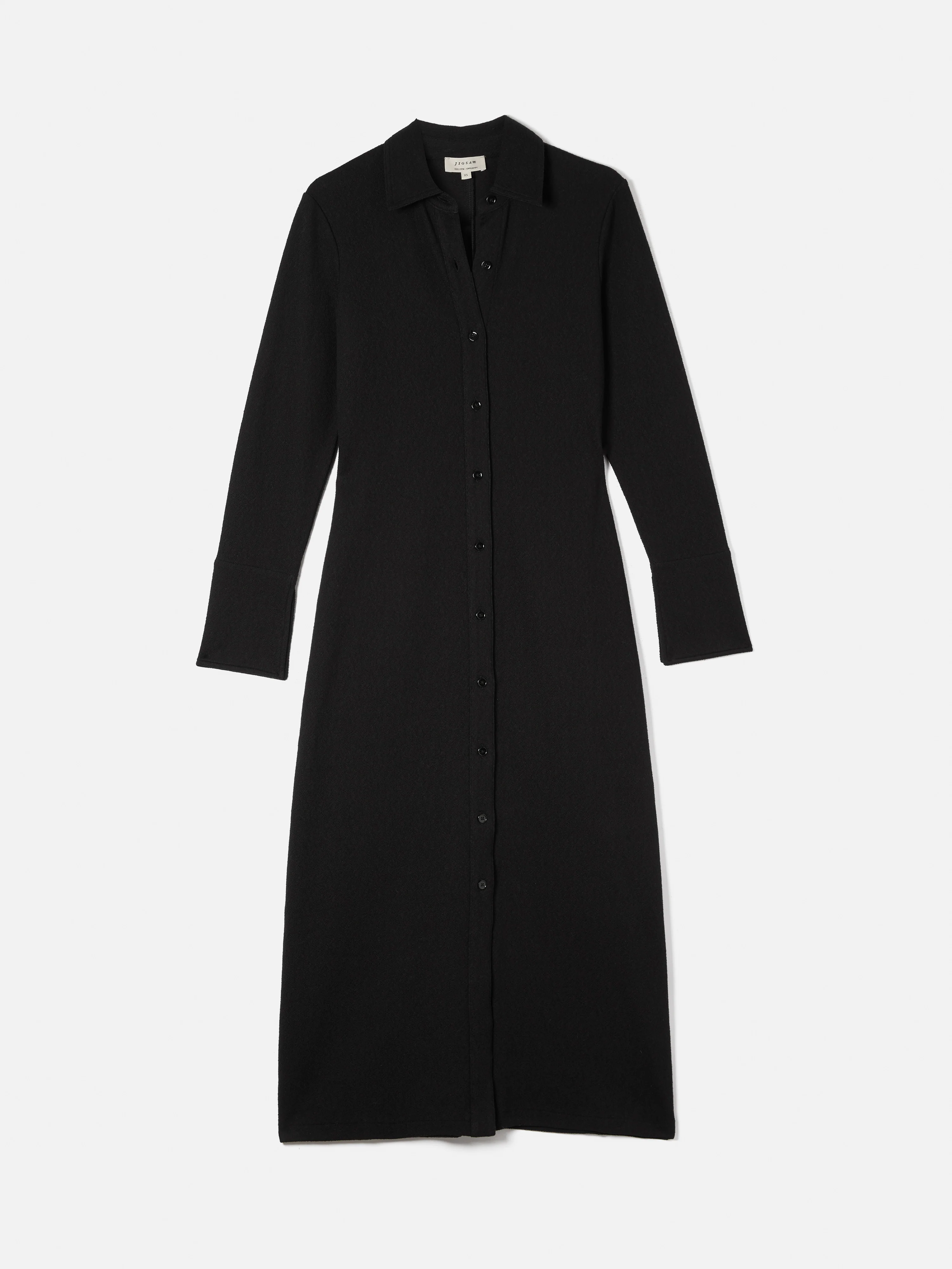 Textured Jersey Shirt Dress | Black - Image 7