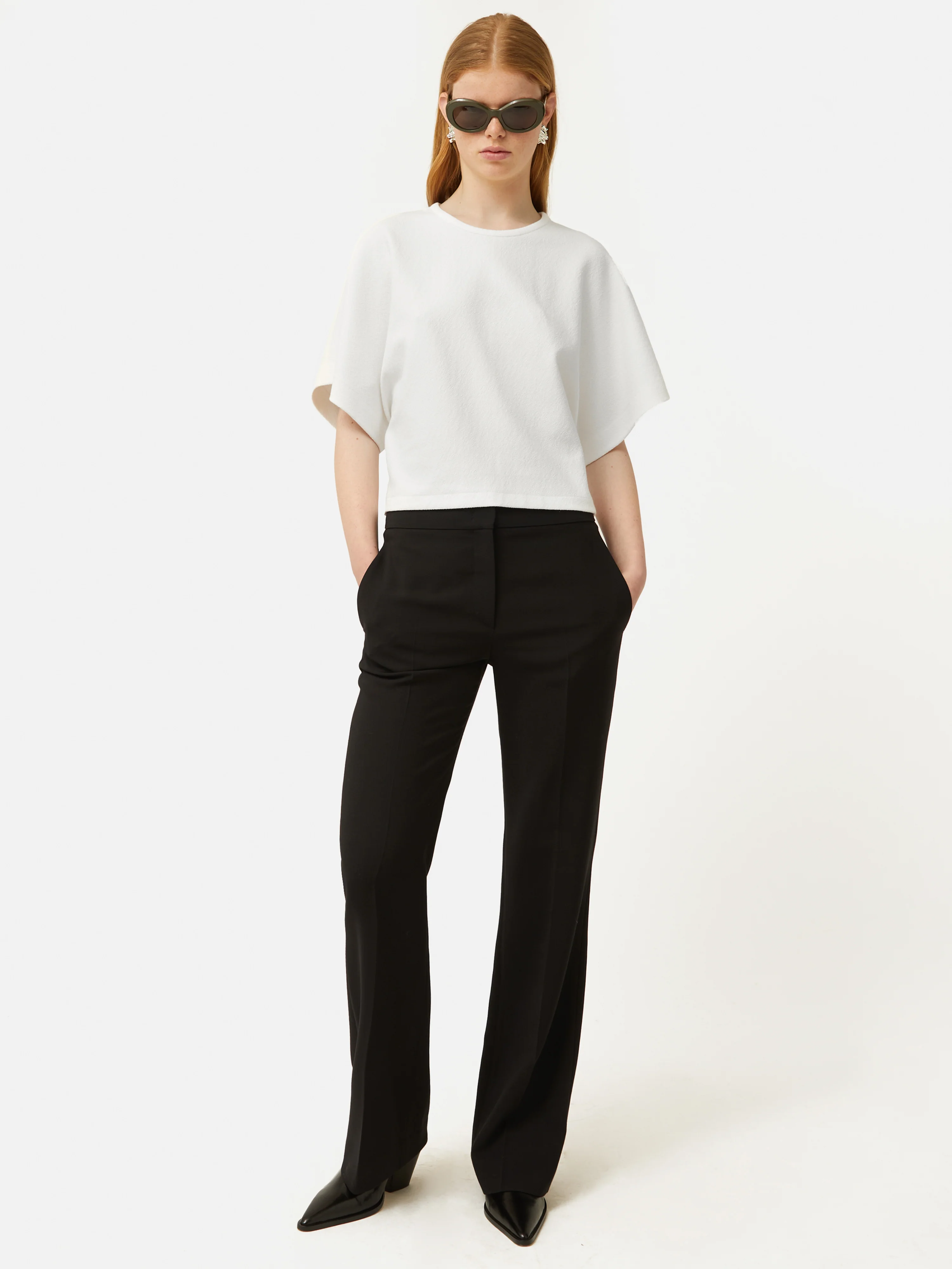 Textured Jersey Top | White - Image 3