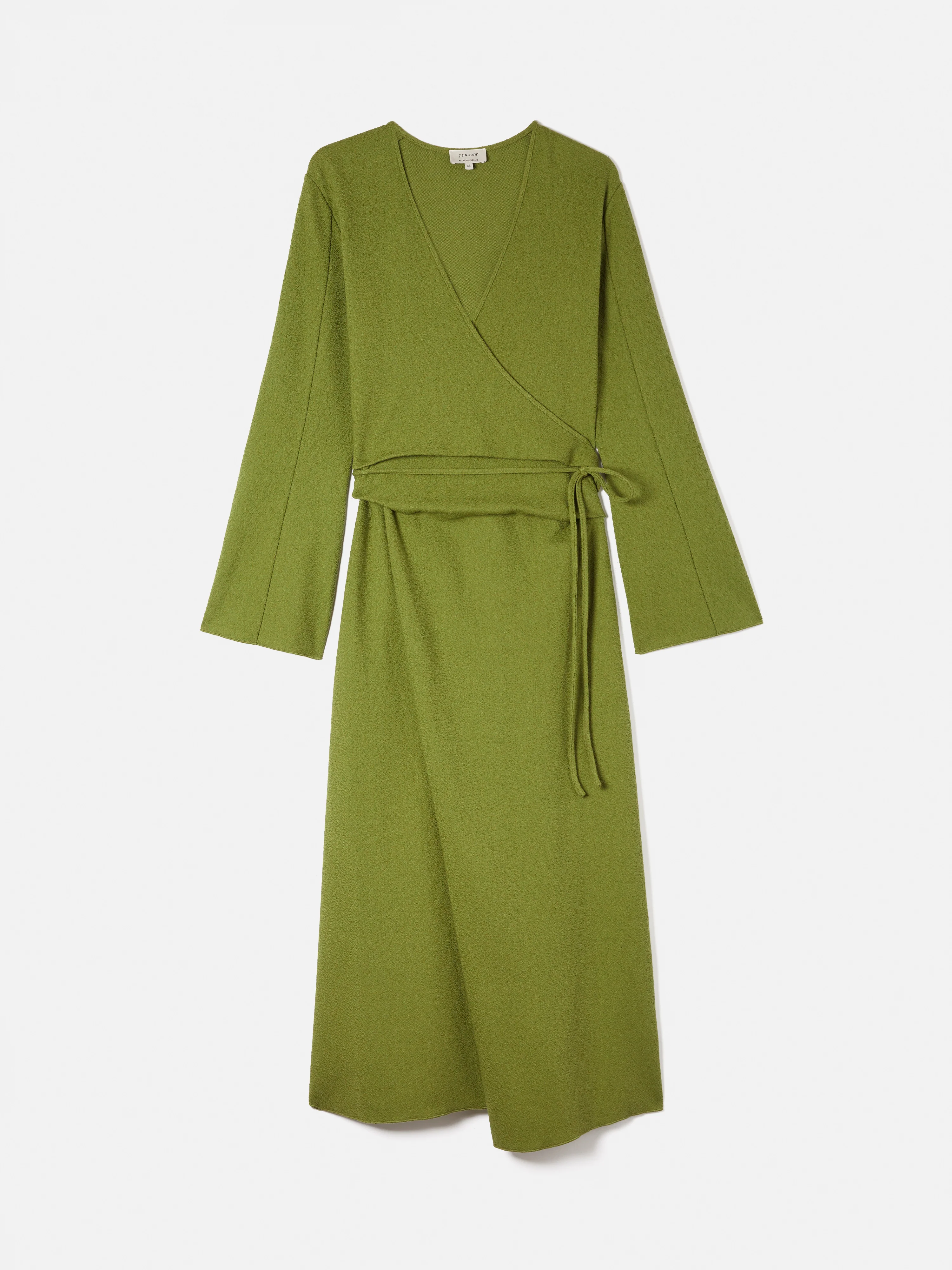 Textured Jersey Wrap Dress | Green - Image 7
