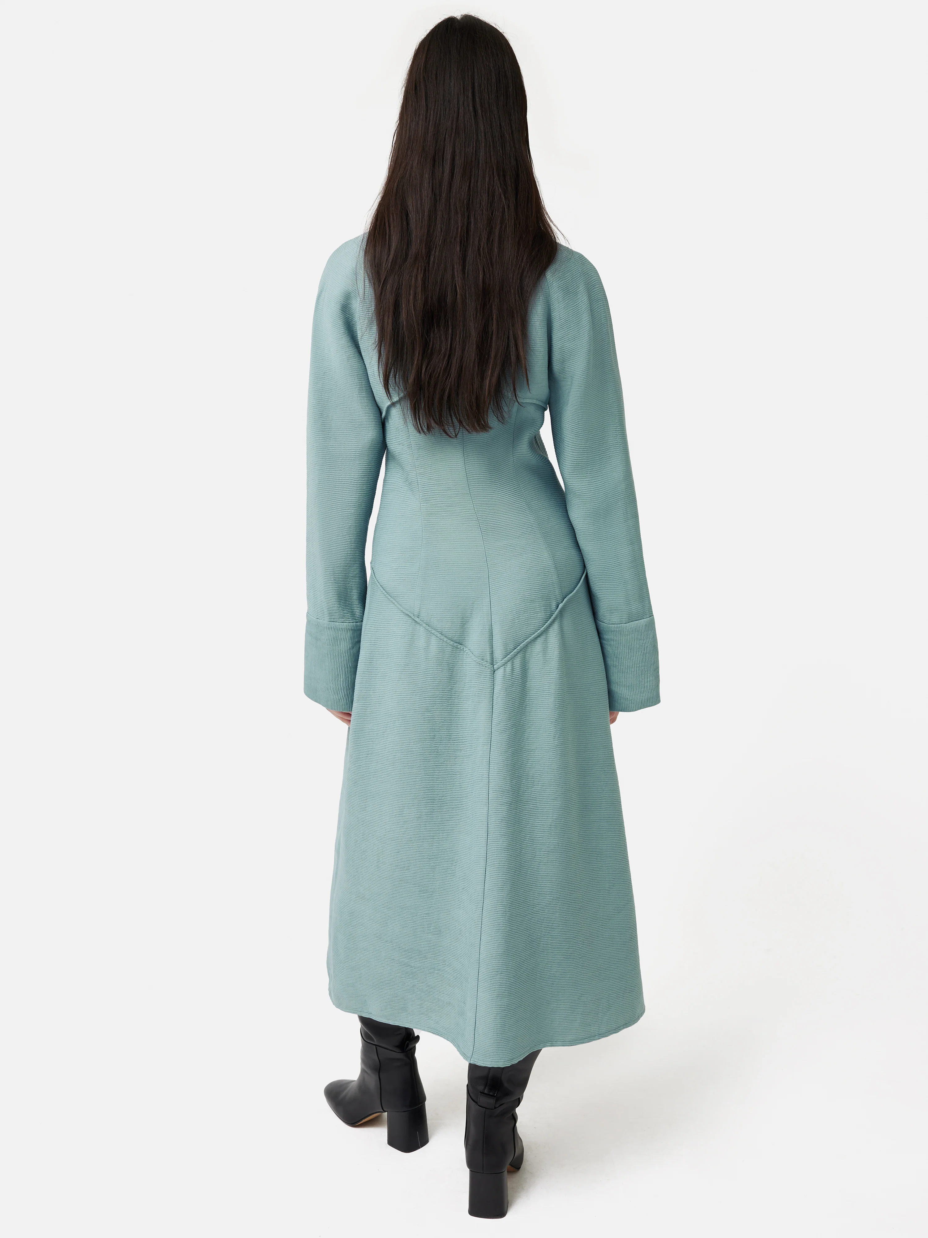 Textured Midi Shirt Dress | Blue - Image 5