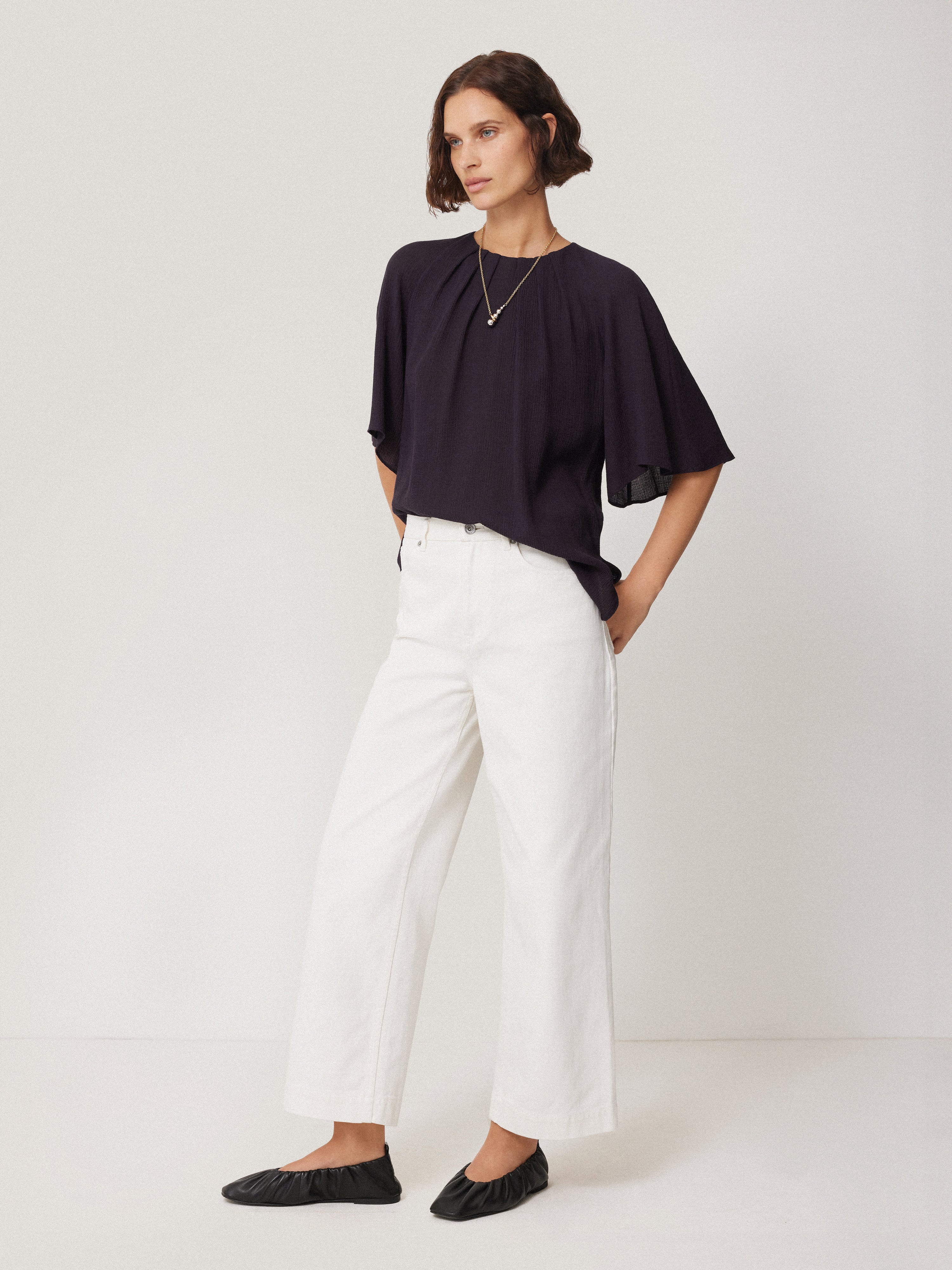 Textured Pleat Detail Top | Purple - Image 3