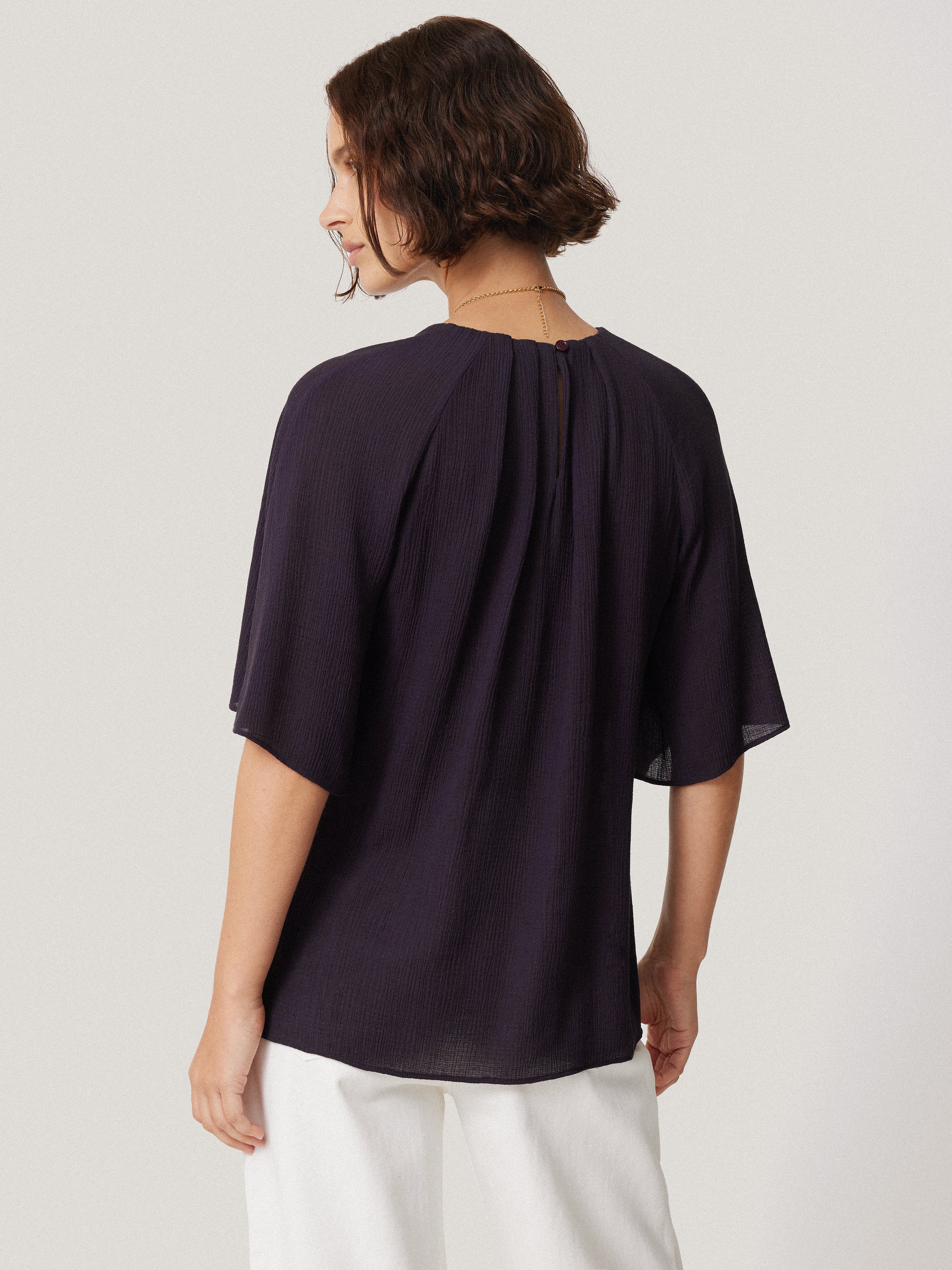 Textured Pleat Detail Top | Purple - Image 4