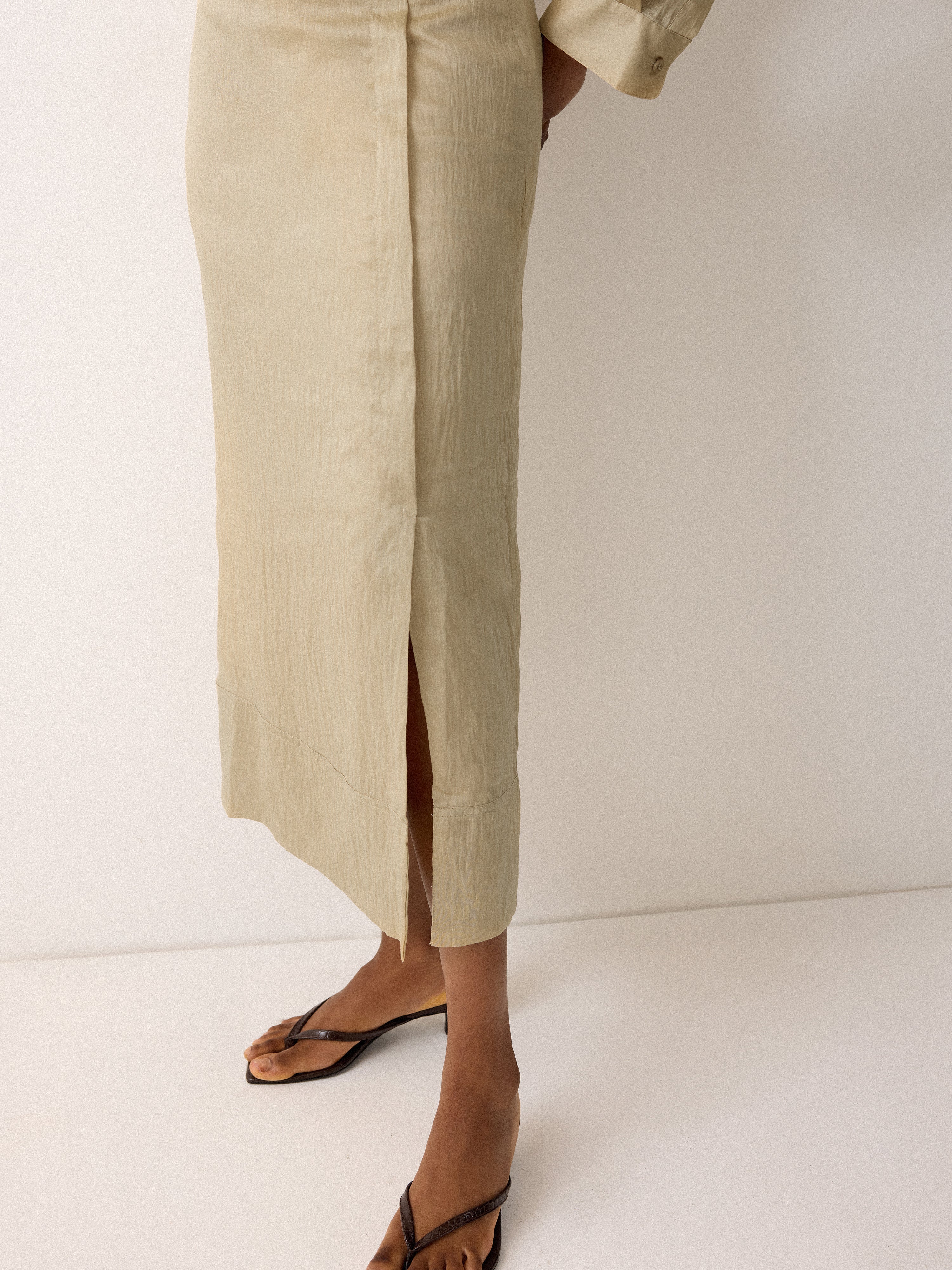 Textured Seam Detail Skirt | Neutral - Image 2