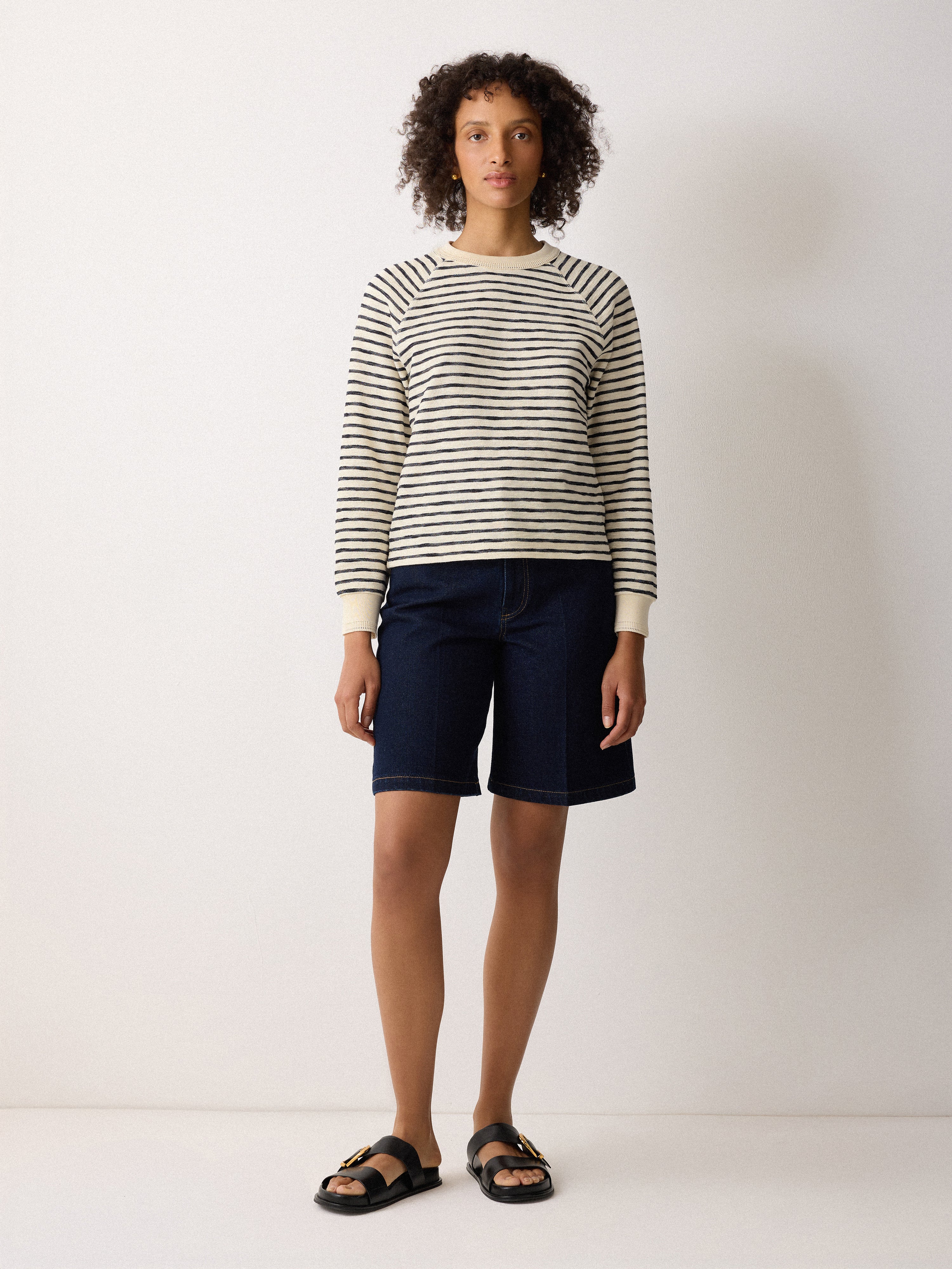 Textured Stripe Sweatshirt | Navy - Image 2