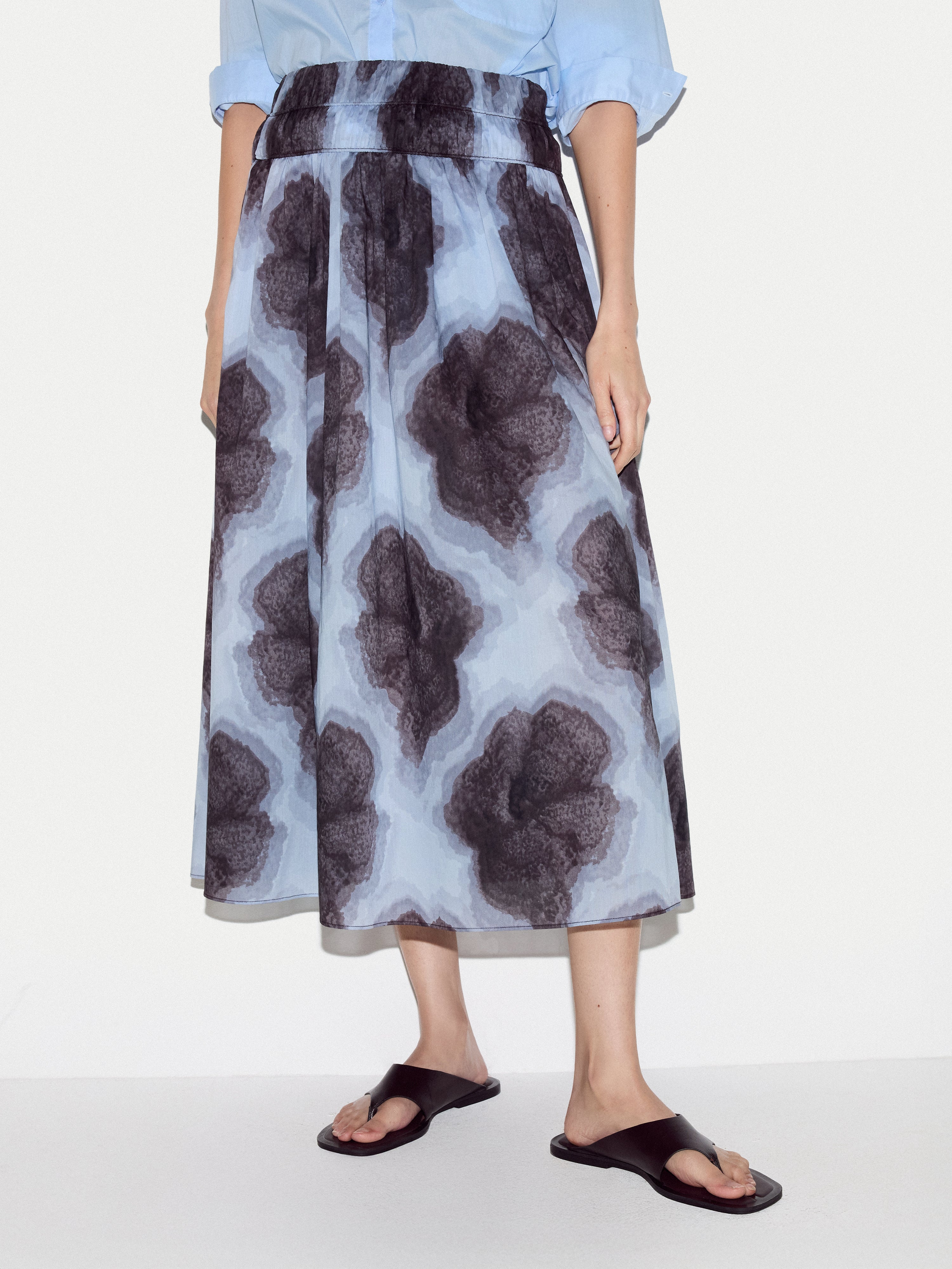 Tiger Orchid Ruched Skirt | Blue - Image 2