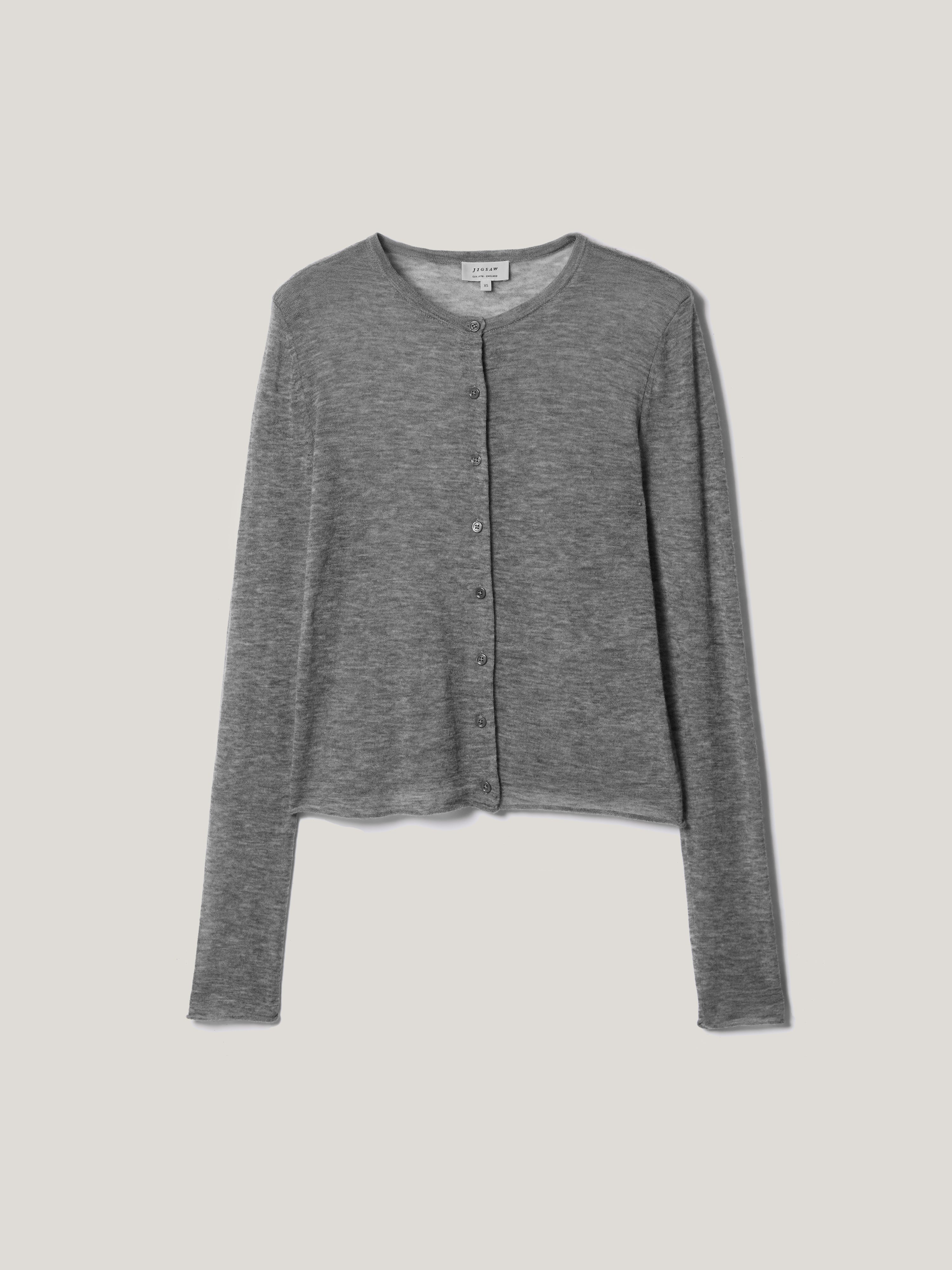 Tissue Wool Cardigan | Grey - Image 5