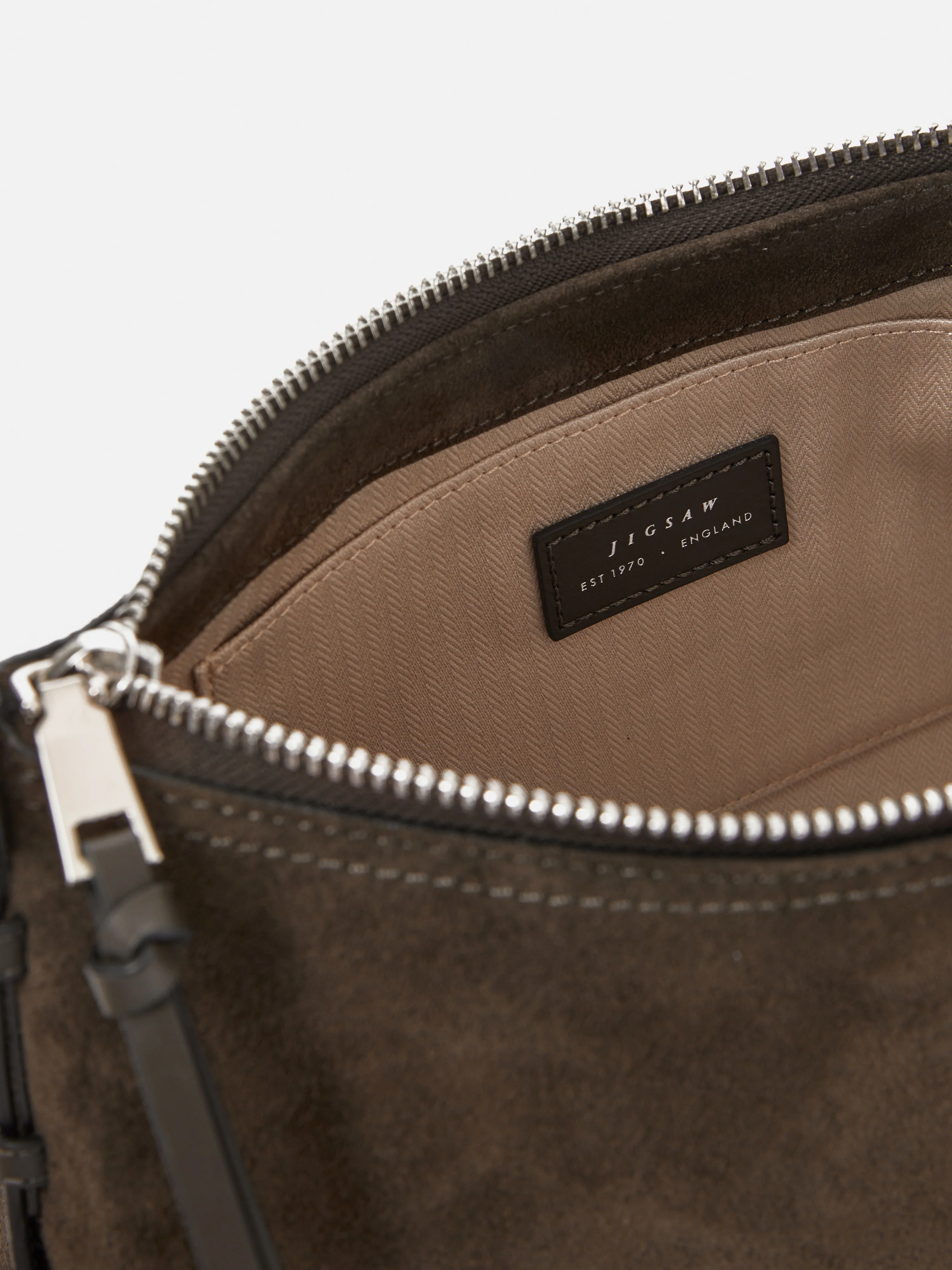 Trafalgar Suede Shoulder Bag | Khaki - Image 7