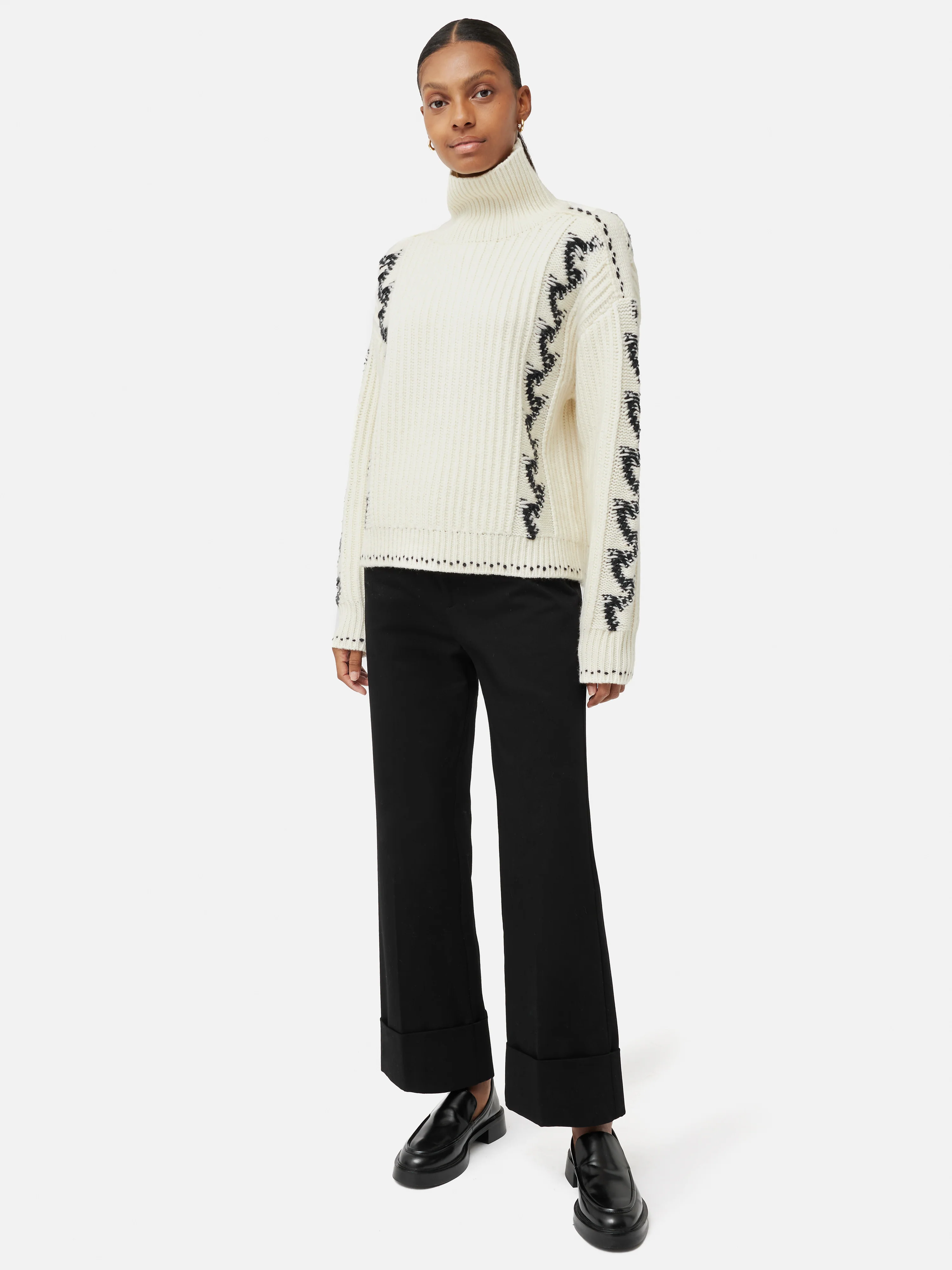 Turn Up Cotton Drill Trouser | Black - Image 6