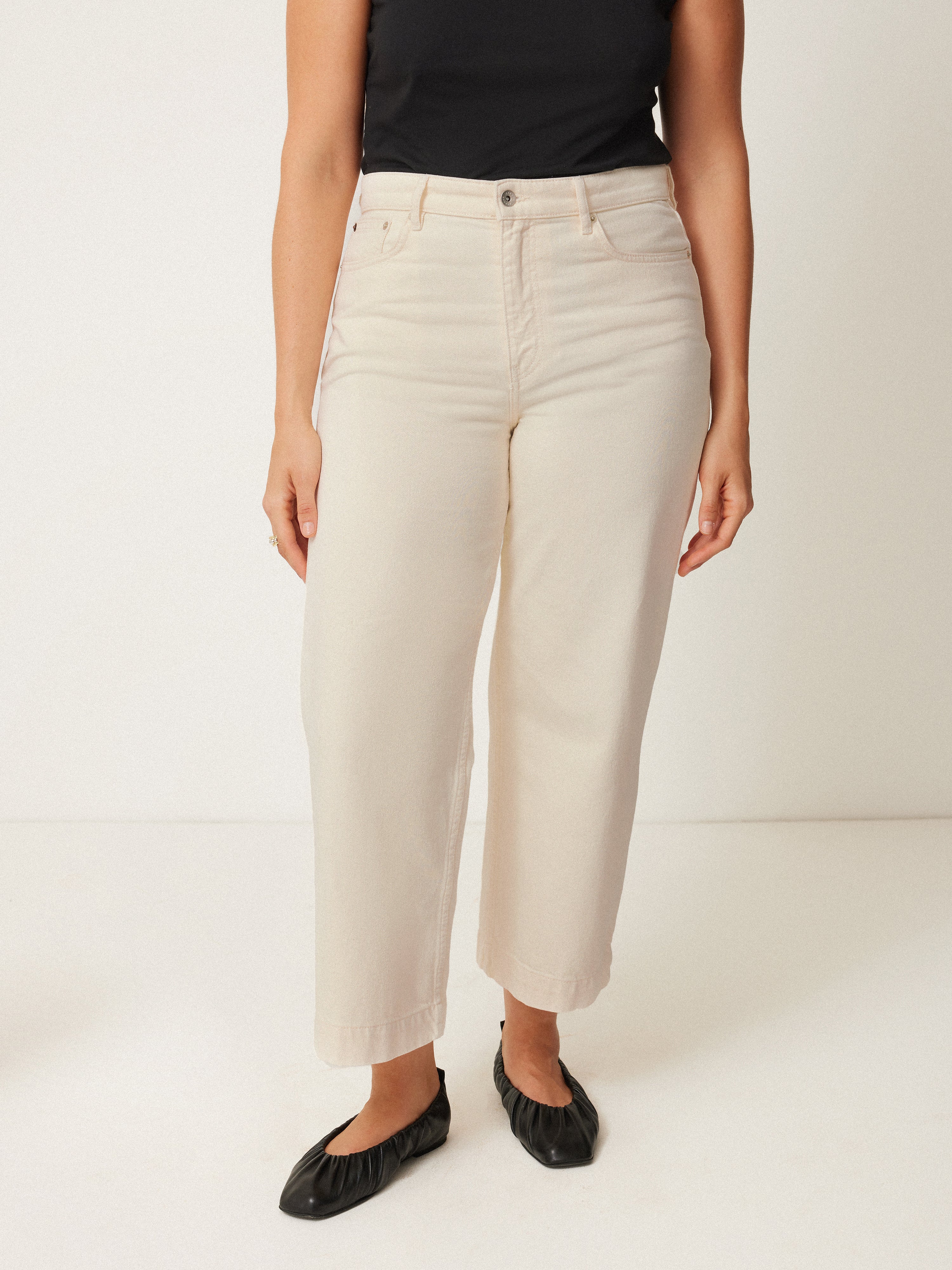 Tyne Wide Leg Cropped Jean | Ecru - Image 2