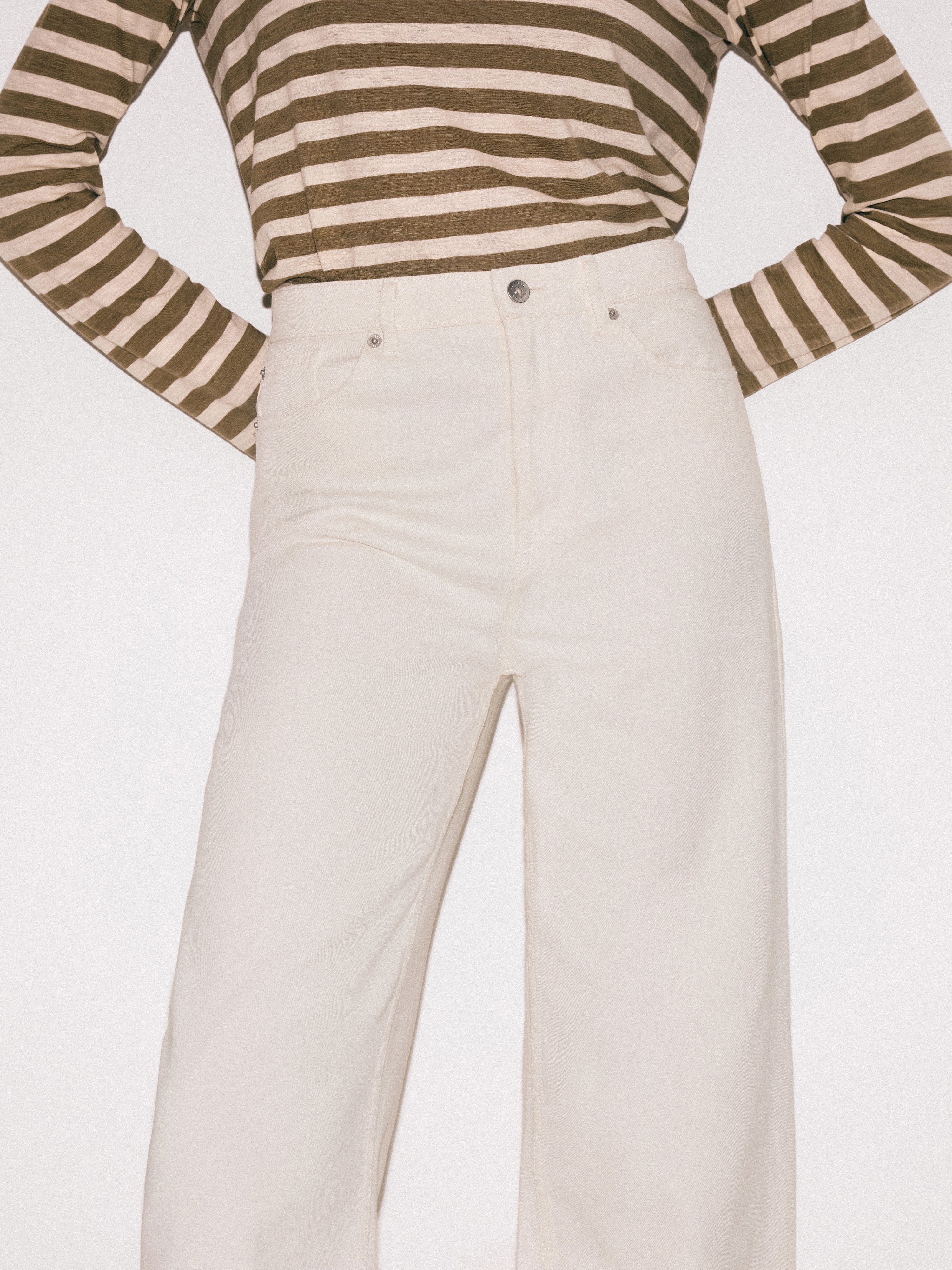 Tyne Wide Leg Cropped Jean | Ecru - Image 3