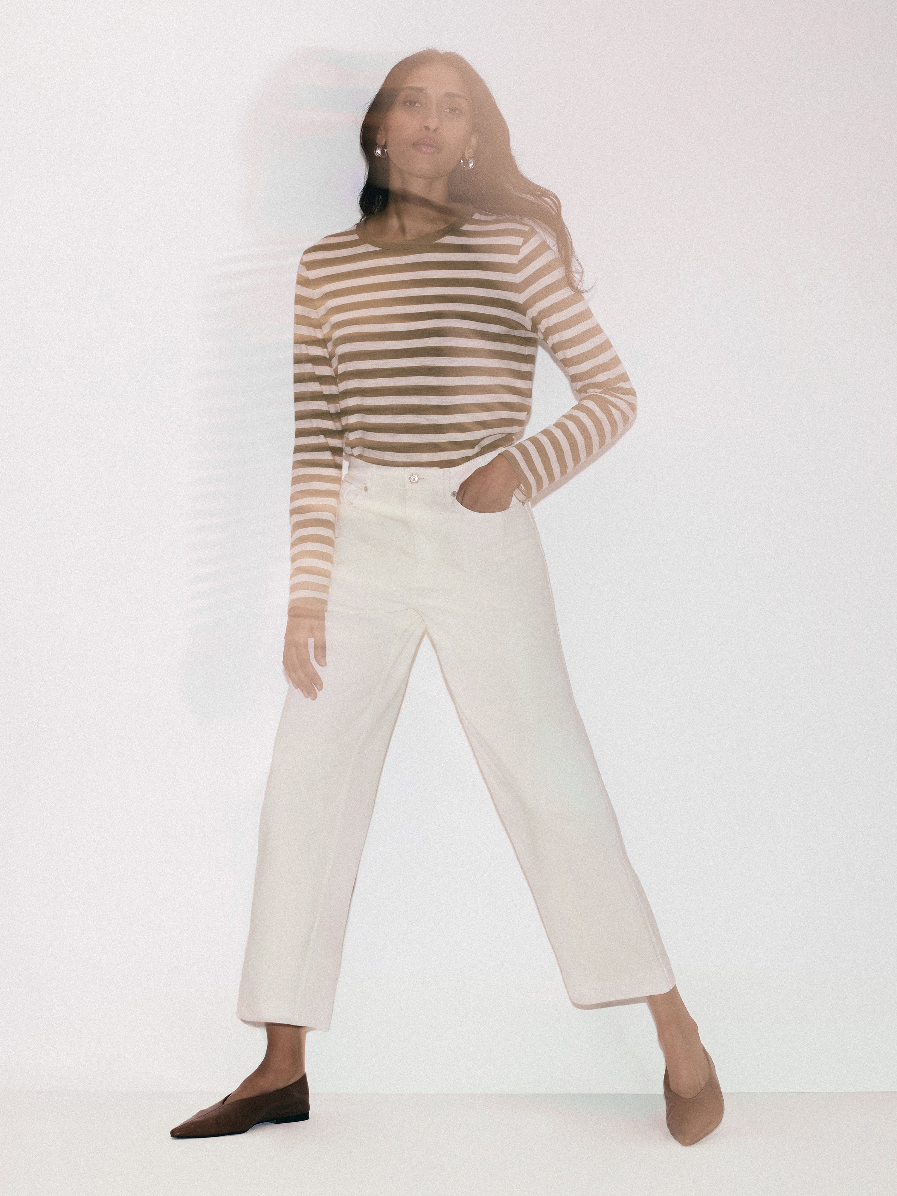 Tyne Wide Leg Cropped Jean | Ecru - Image 5