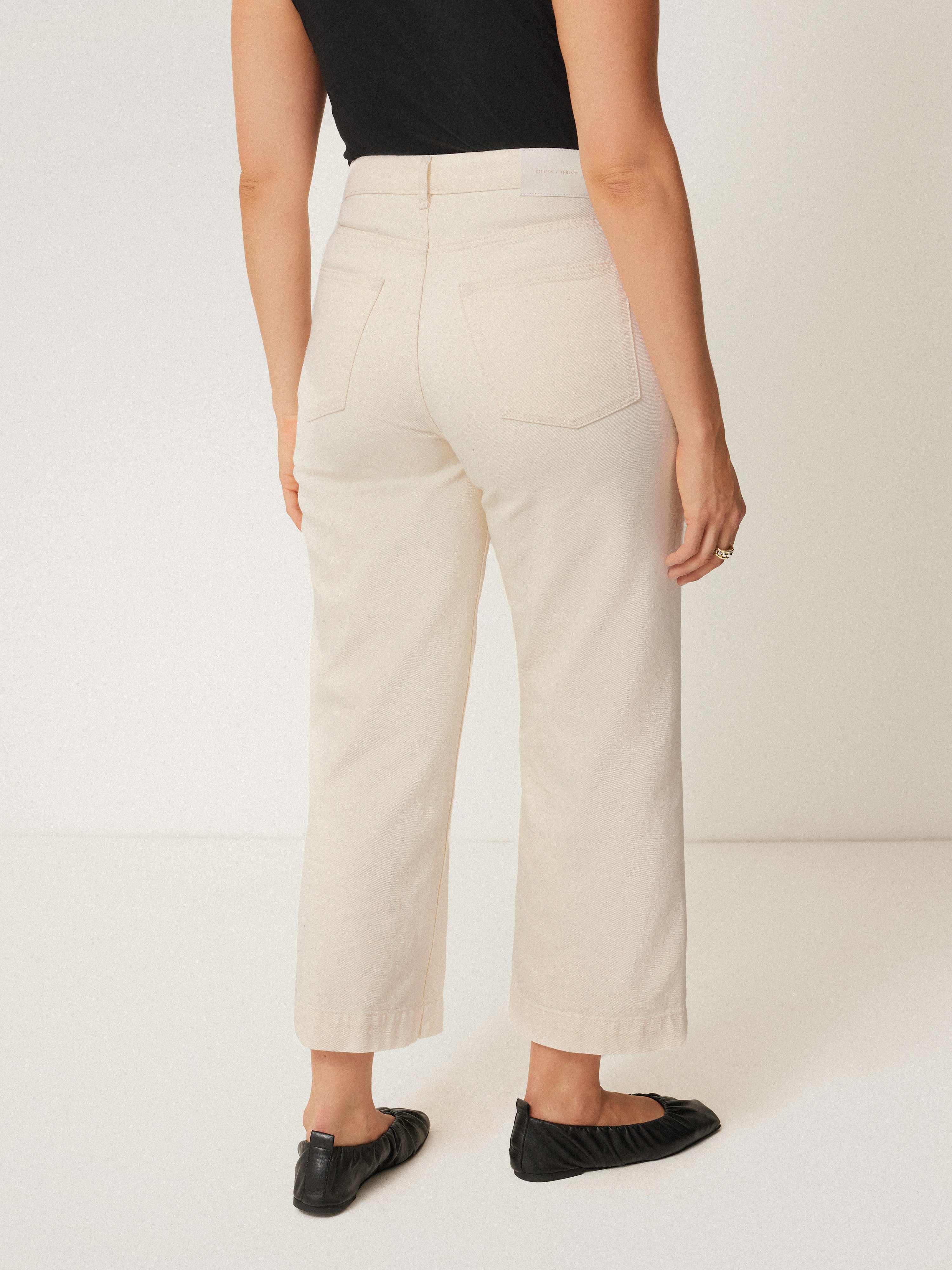 Tyne Wide Leg Cropped Jean | Ecru - Image 7