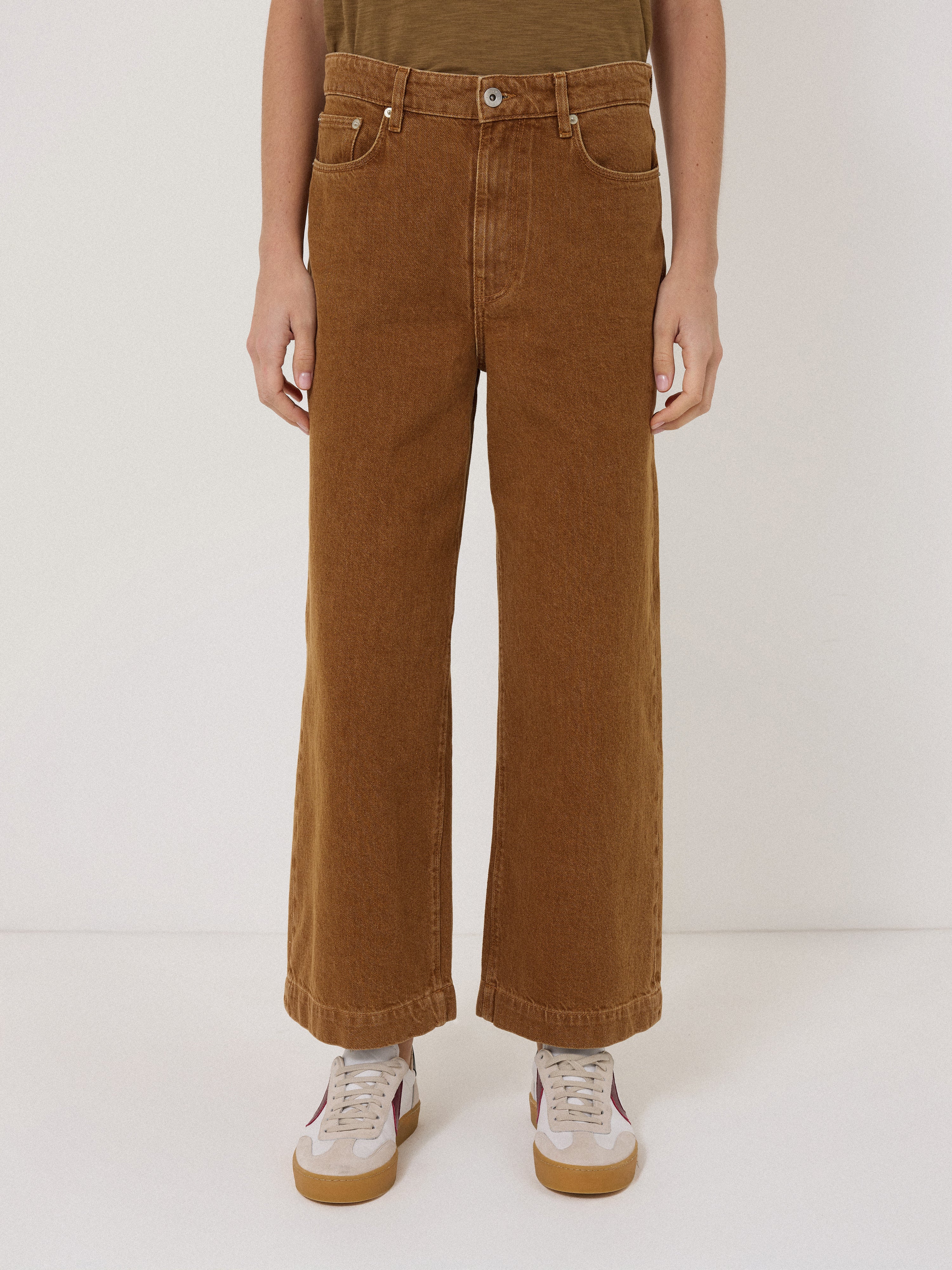 Tyne Wide Leg Cropped Jean | Tan Snow Wash - Image 2