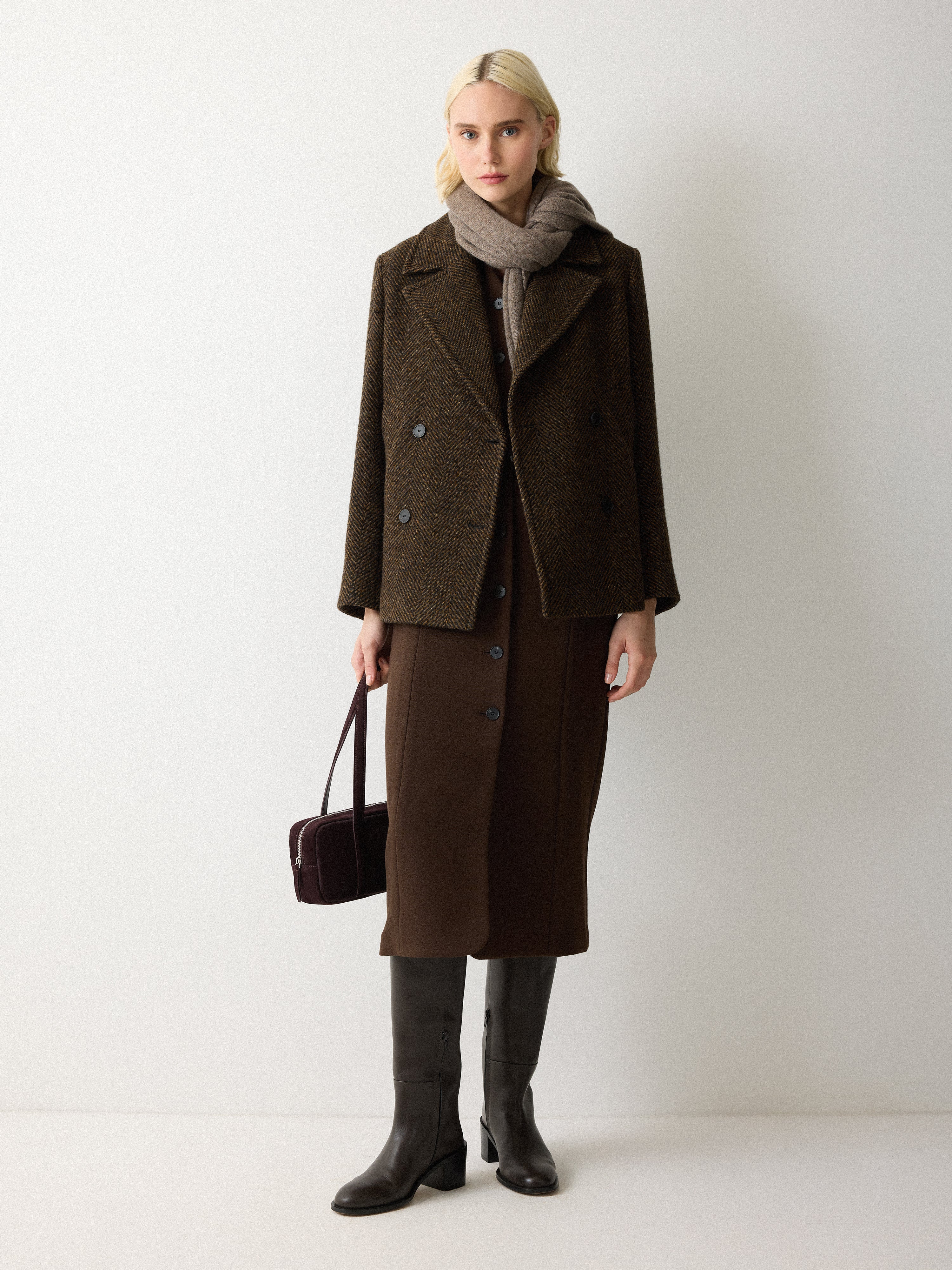 V Neck Long Waistcoat Dress | Brown - Image 6