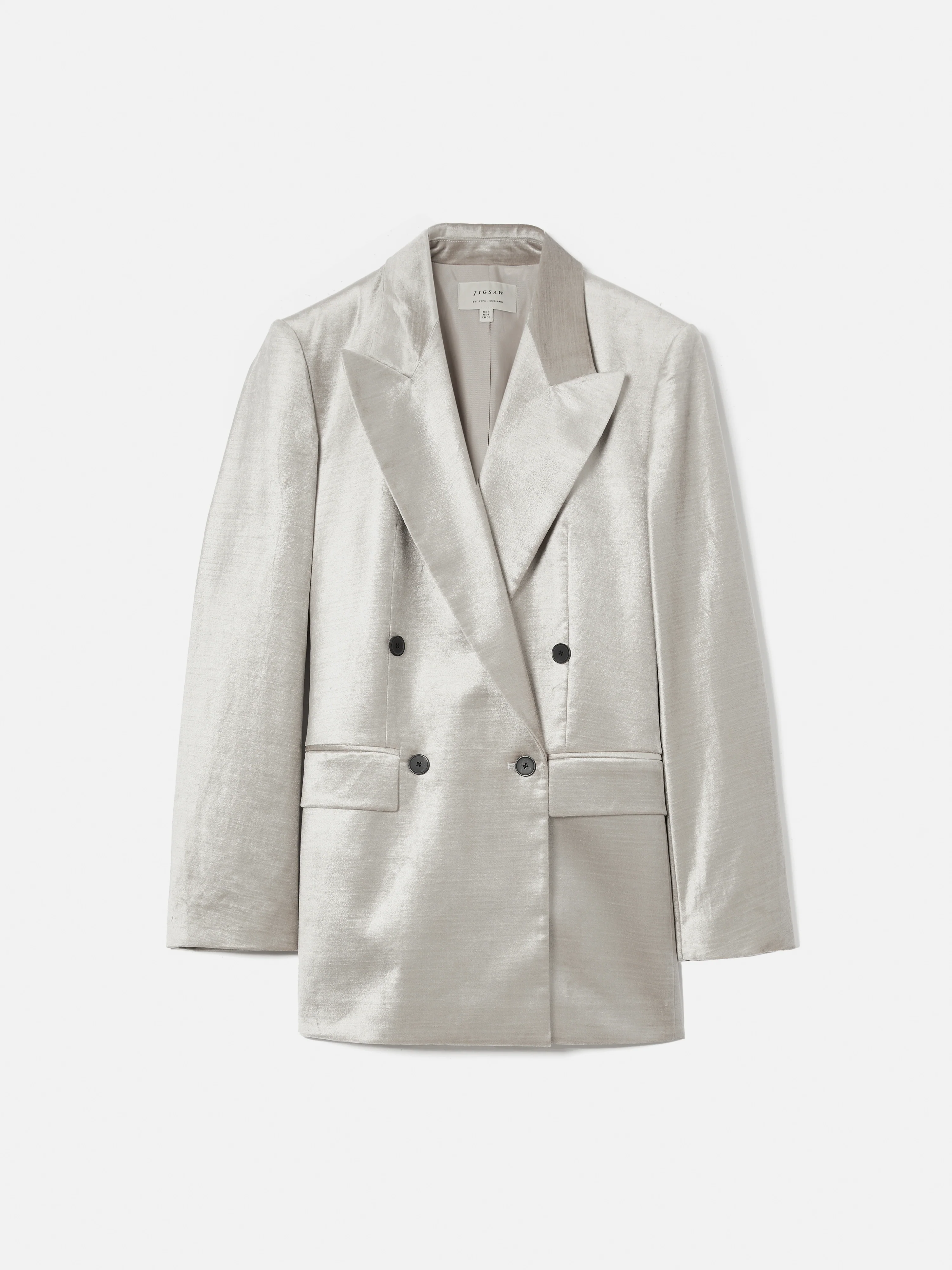 Velvet Double Breasted Blazer | Grey - Image 7