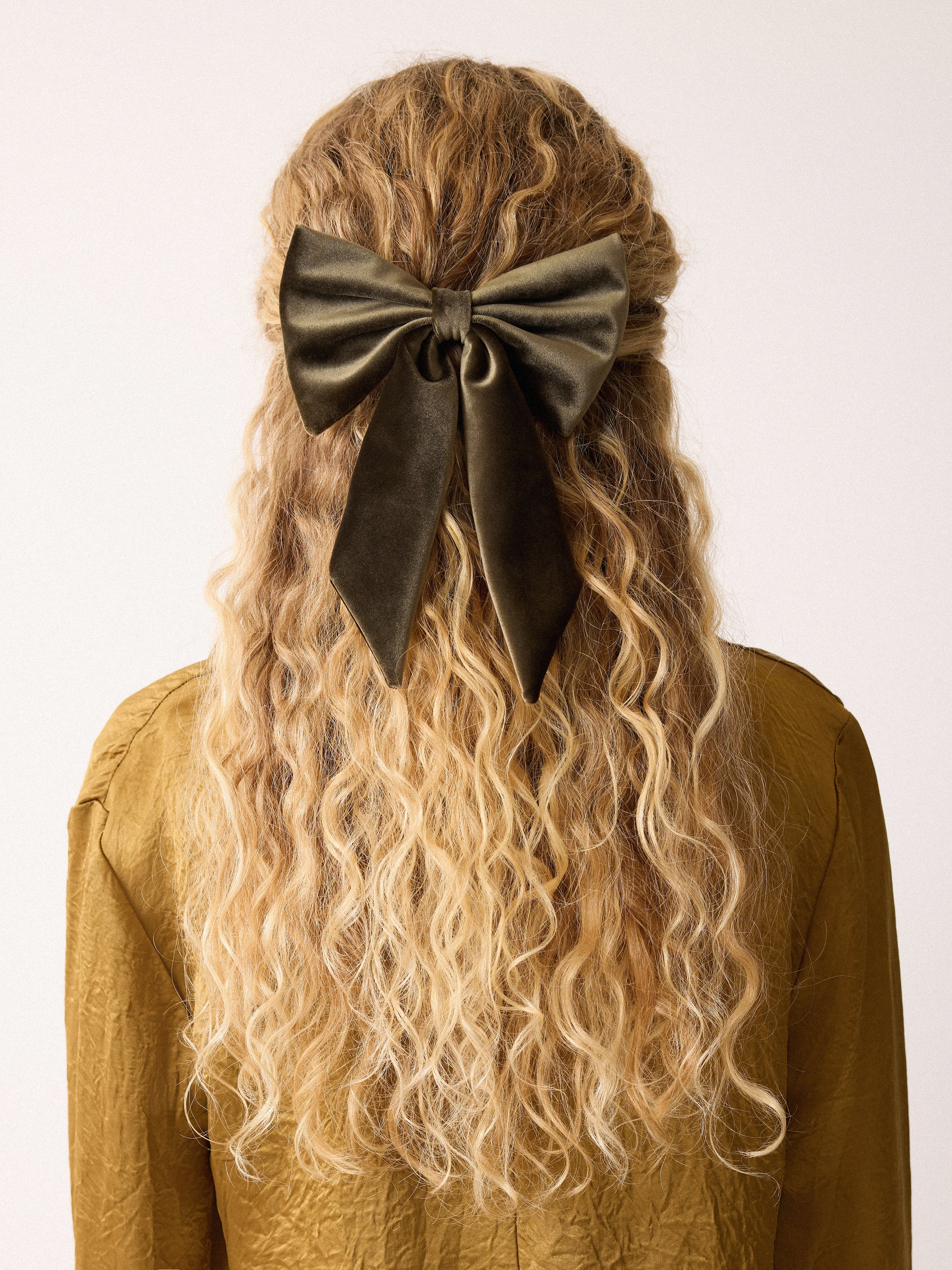 Velvet Hair Bow | Khaki