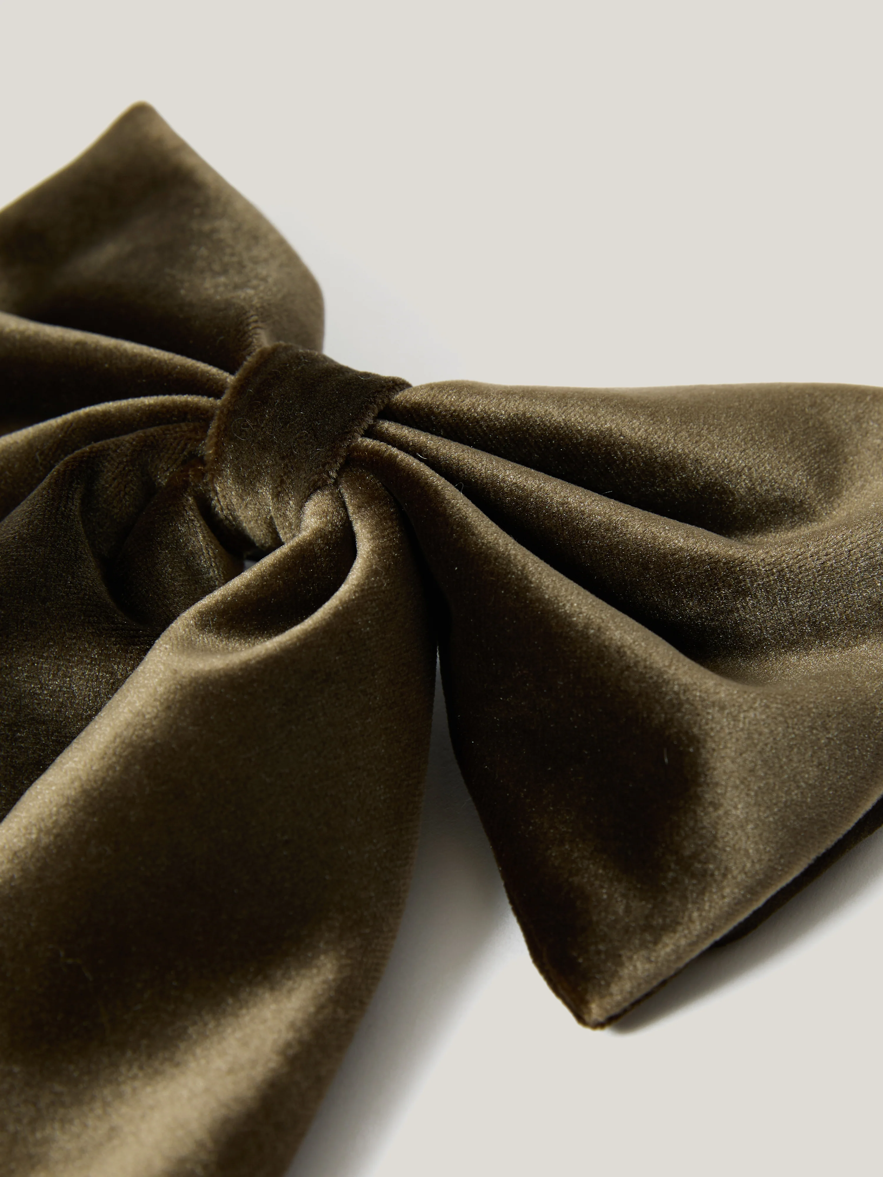 Velvet Hair Bow | Khaki - Image 2